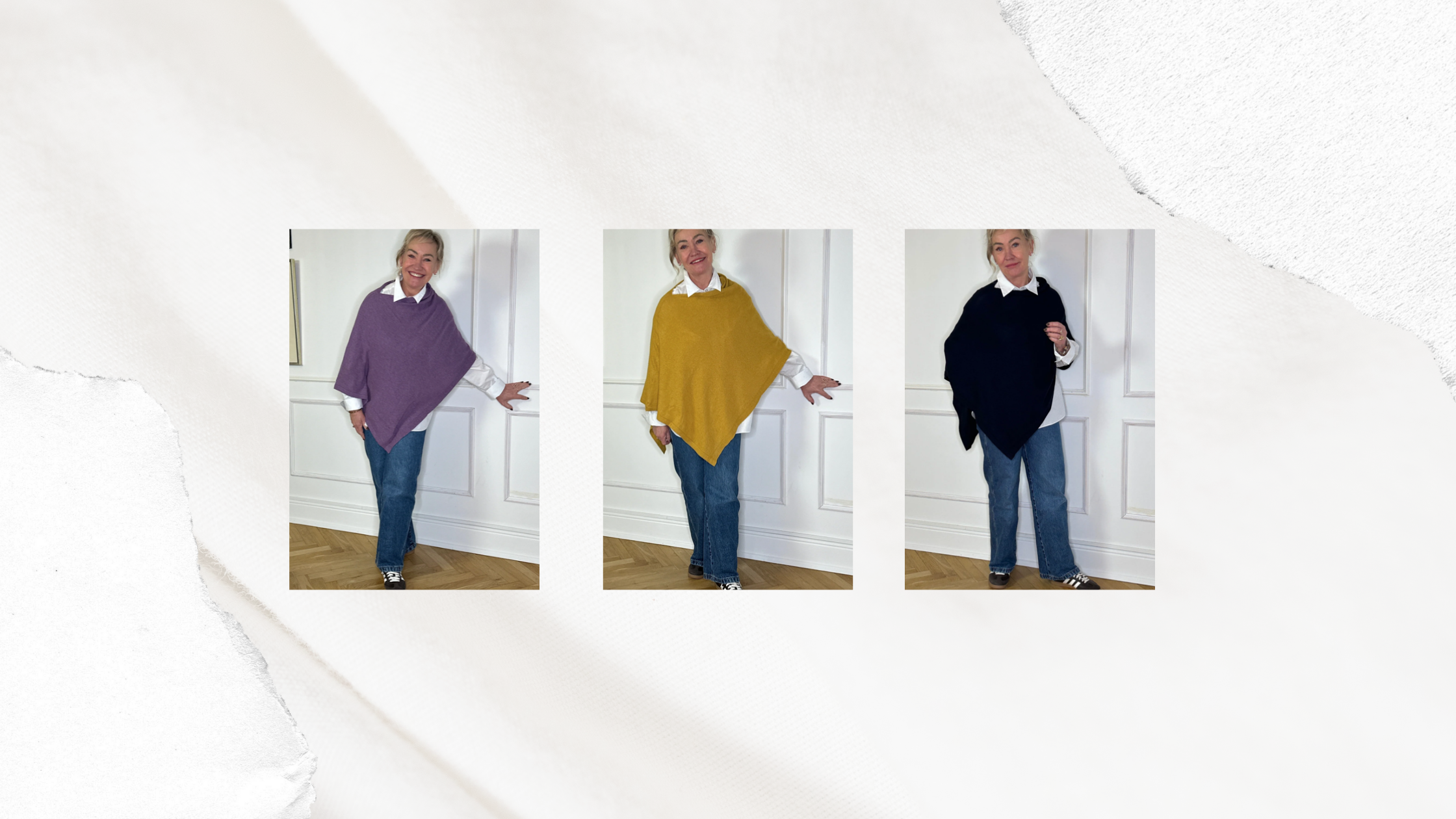 Tidløs poncho i cashmere og uld