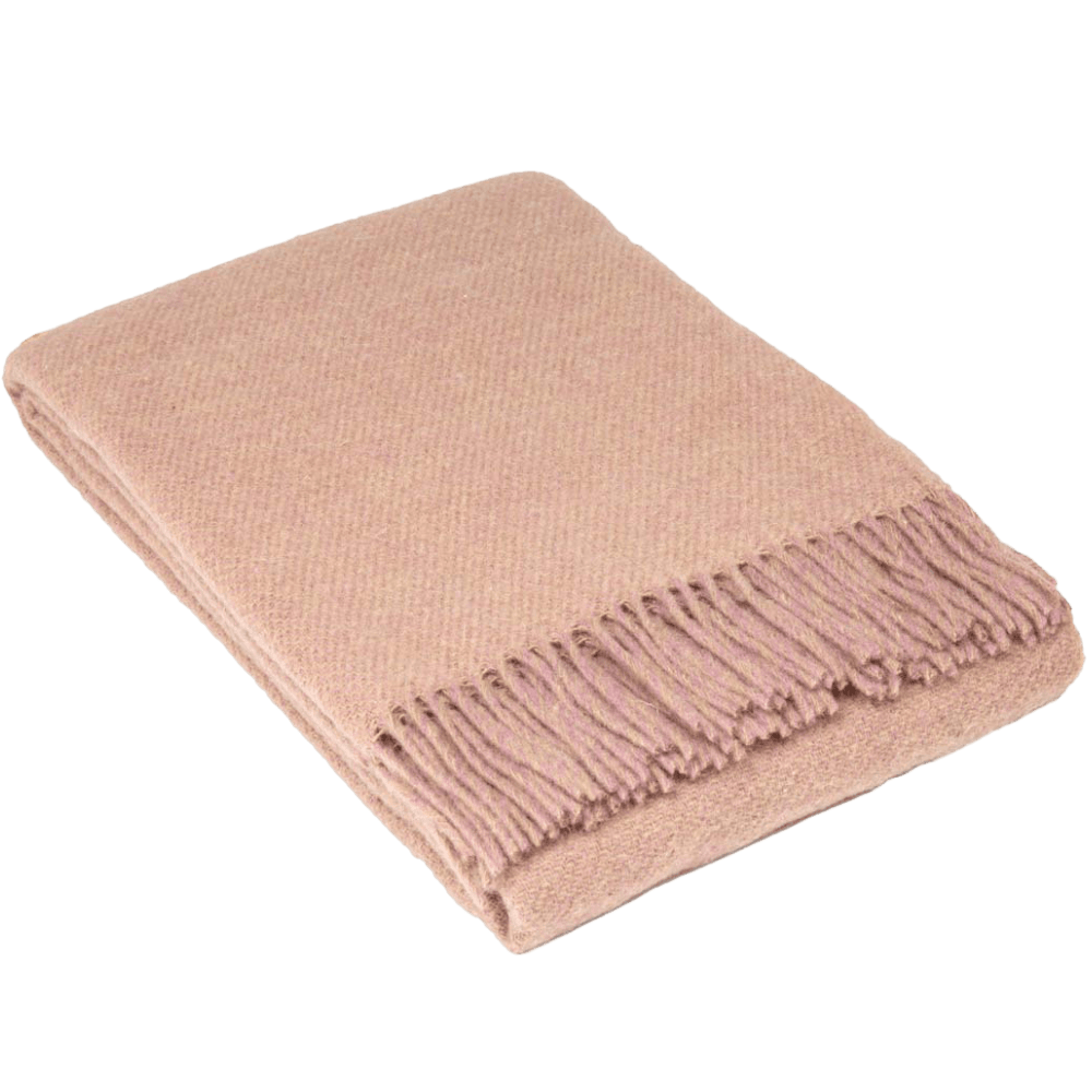 Uldplaid i 100% newzealandsk uld - Dust Sand Rose