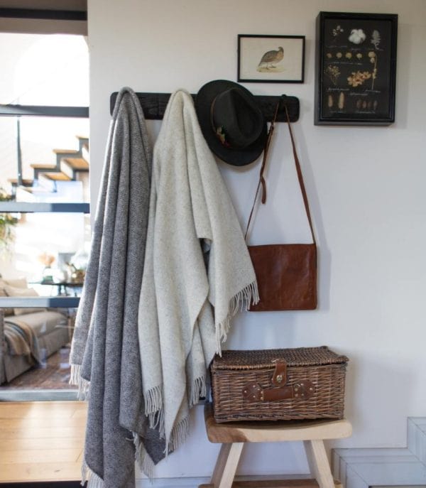 Øko uldplaid i 100% uld - Ecru (132x190 cm) Uldplaiden.dk