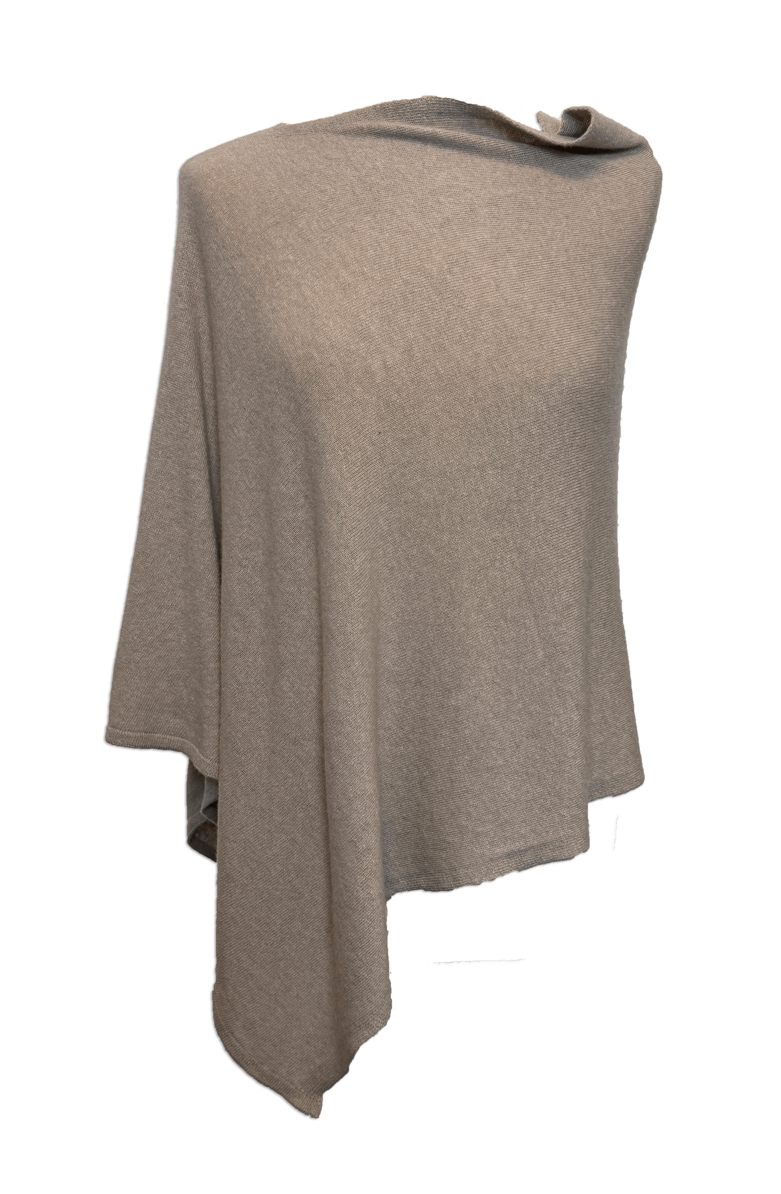 Poncho i 5% cashmere - Grå brun Uldplaiden.dk