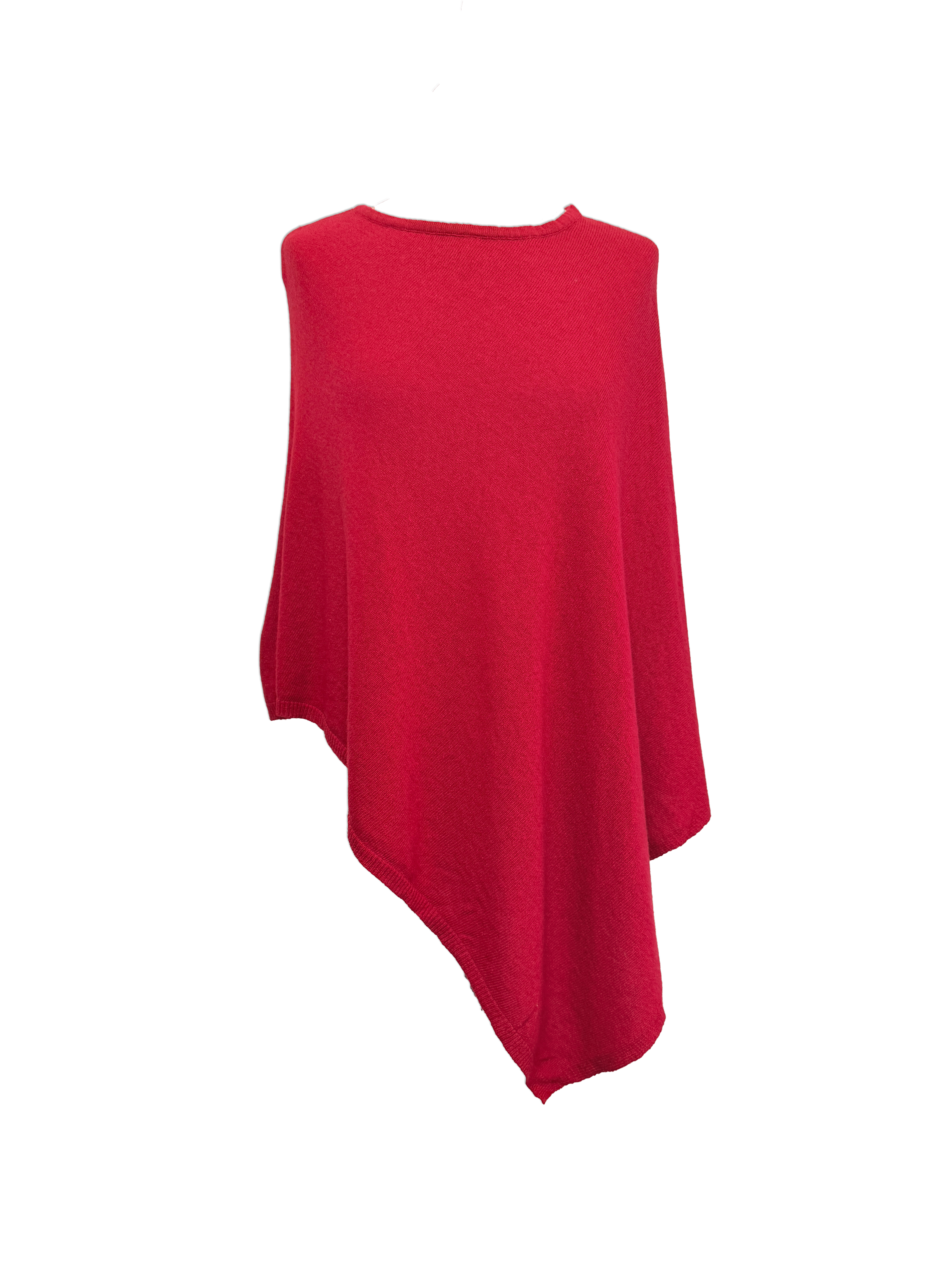 Poncho i 5% cashmere - Rød Uldplaiden.dk