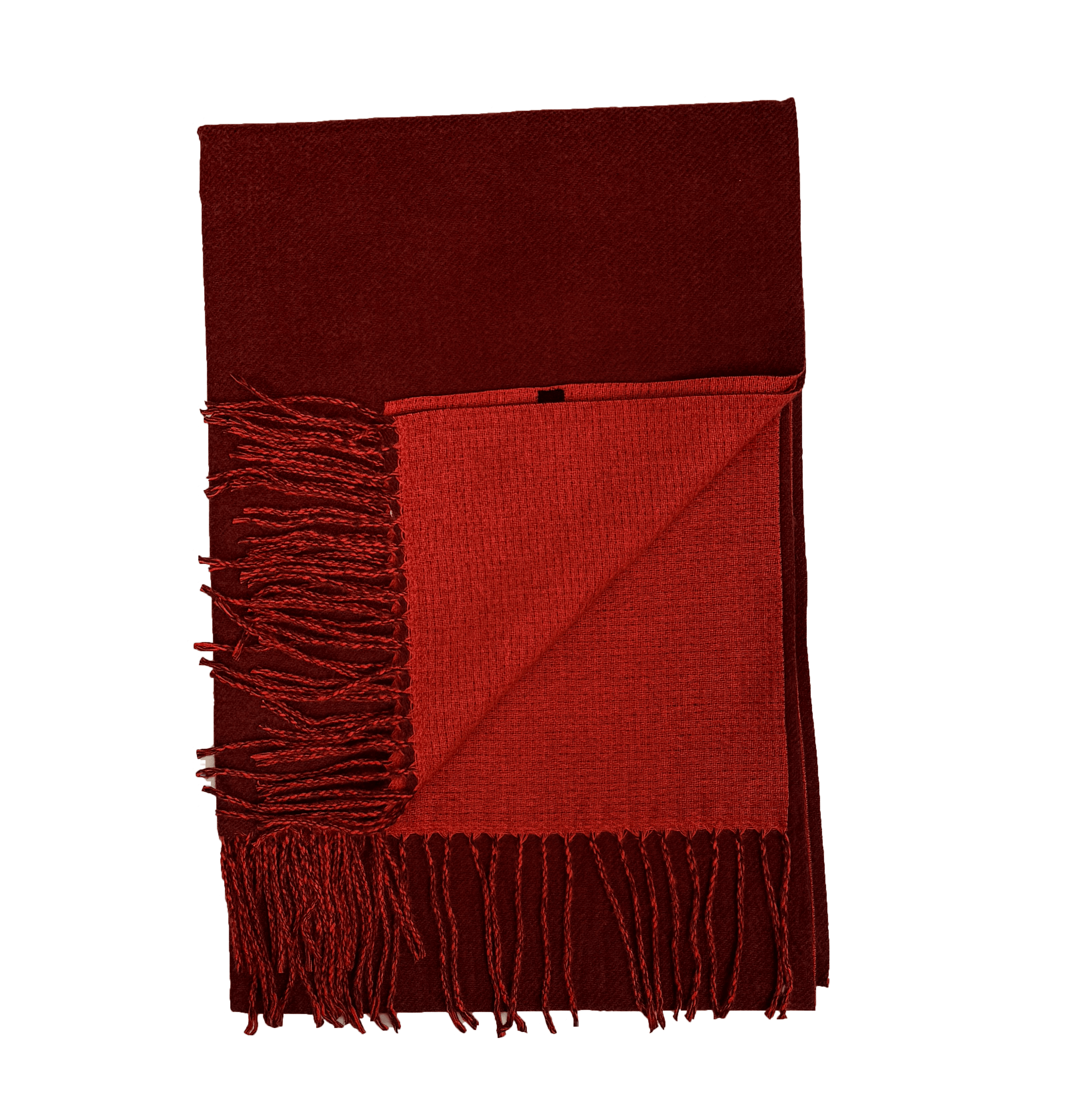 Sjal i blandet uld - Rød Uldplaiden.dk