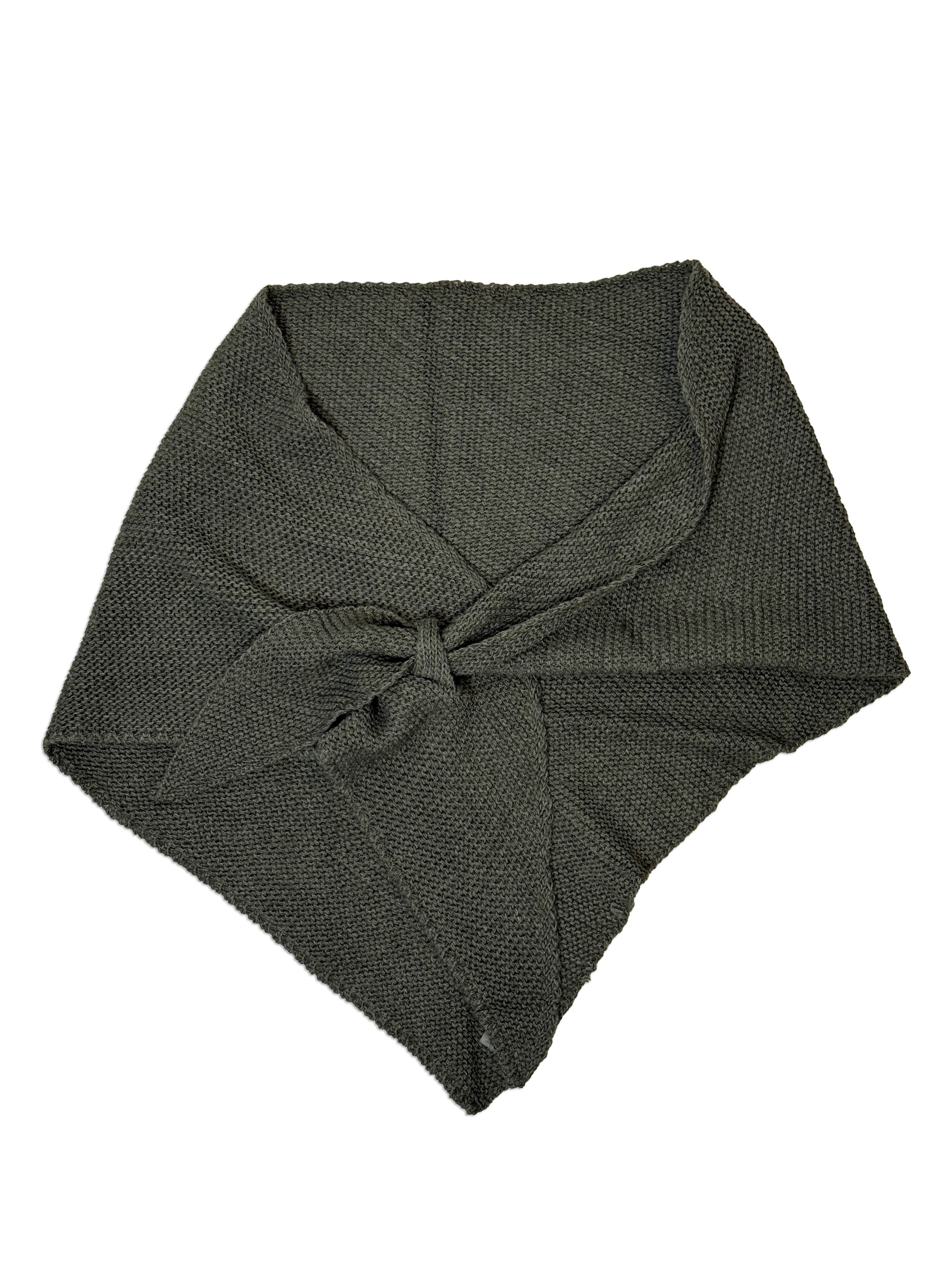 Trekant sjal i perlestrik - Army grøn Uldplaiden.dk