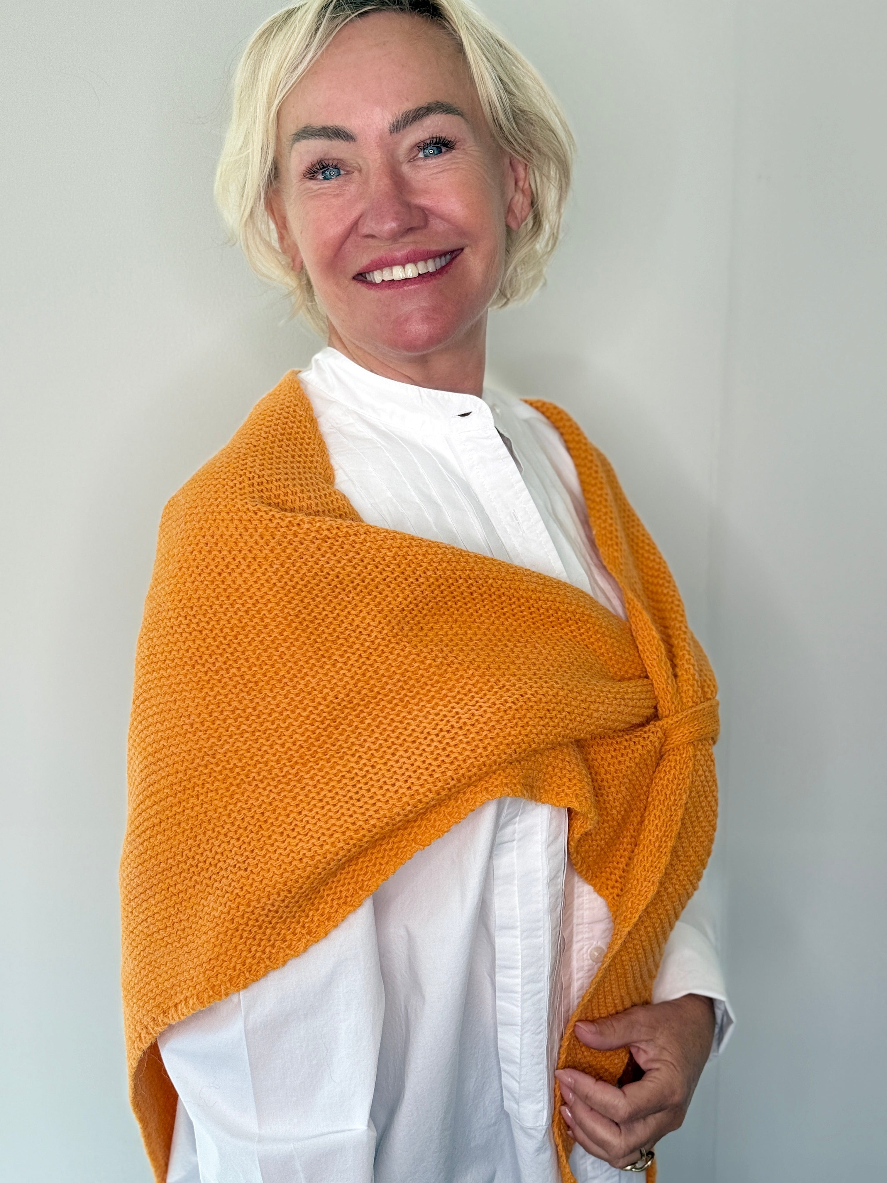 Trekant sjal - Orange Uldplaiden.dk