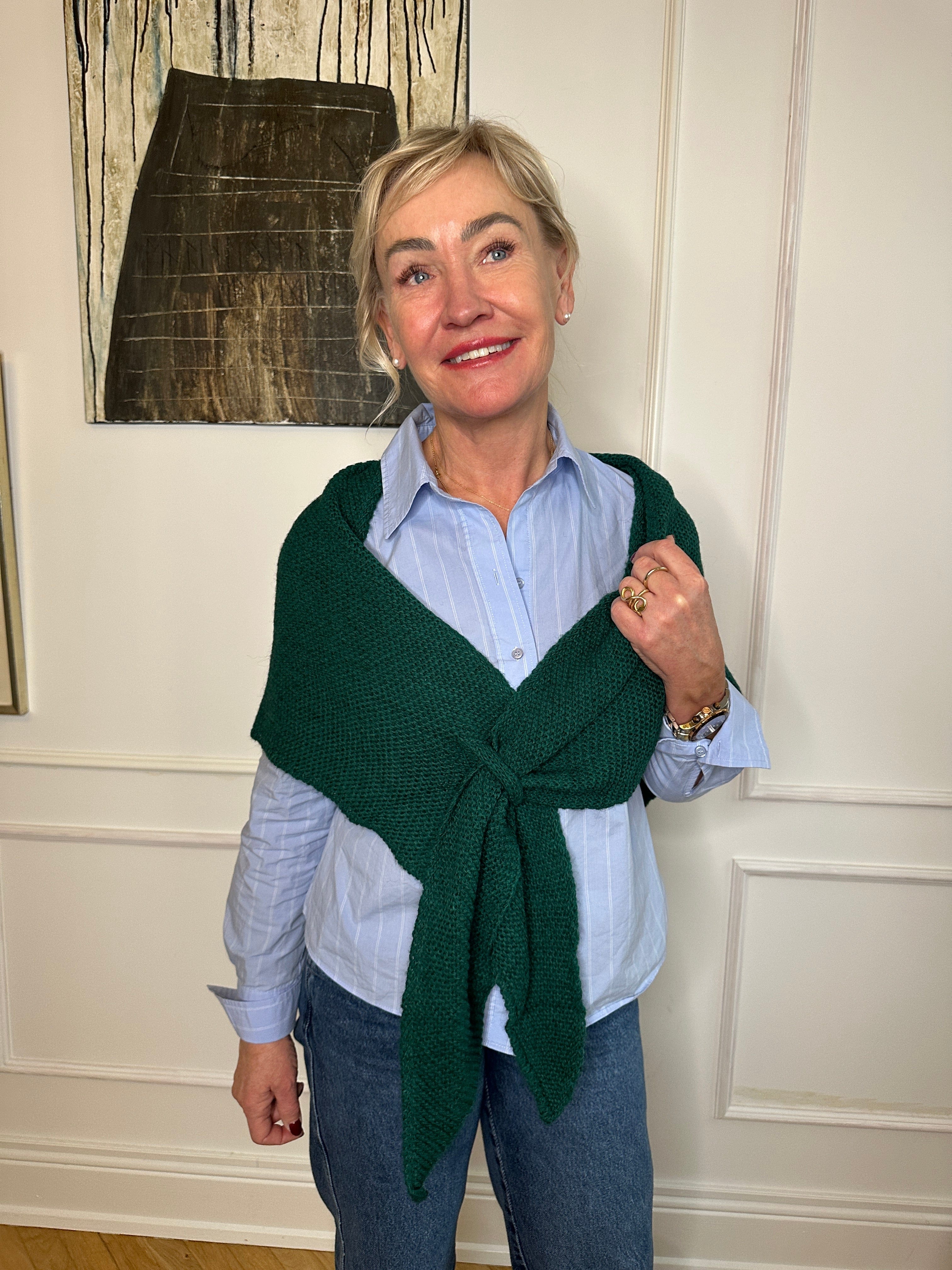 Trekant sjal - Petroleumsgrøn Uldplaiden.dk