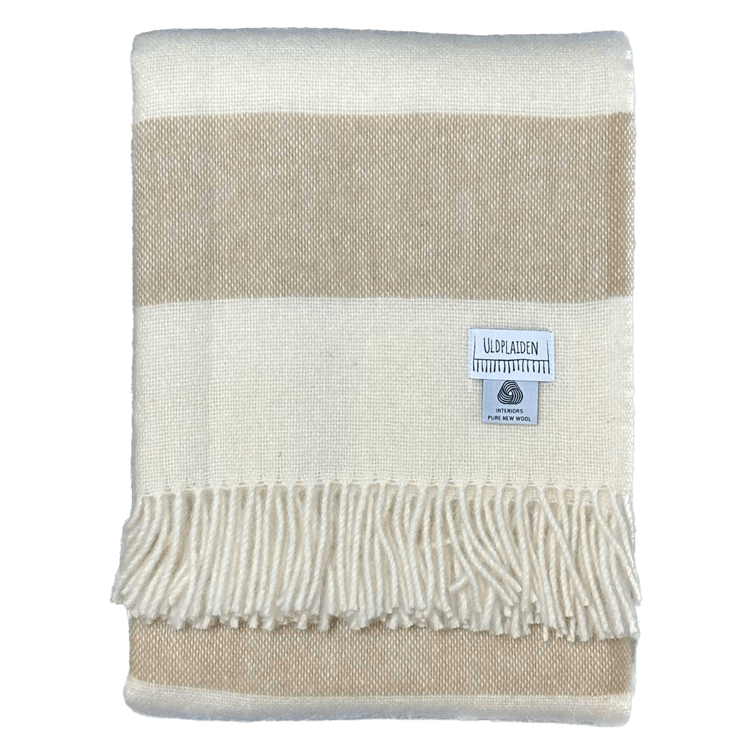 Uldplaid i 100% ren ny uld - Sand Uldplaid Uldplaiden.dk