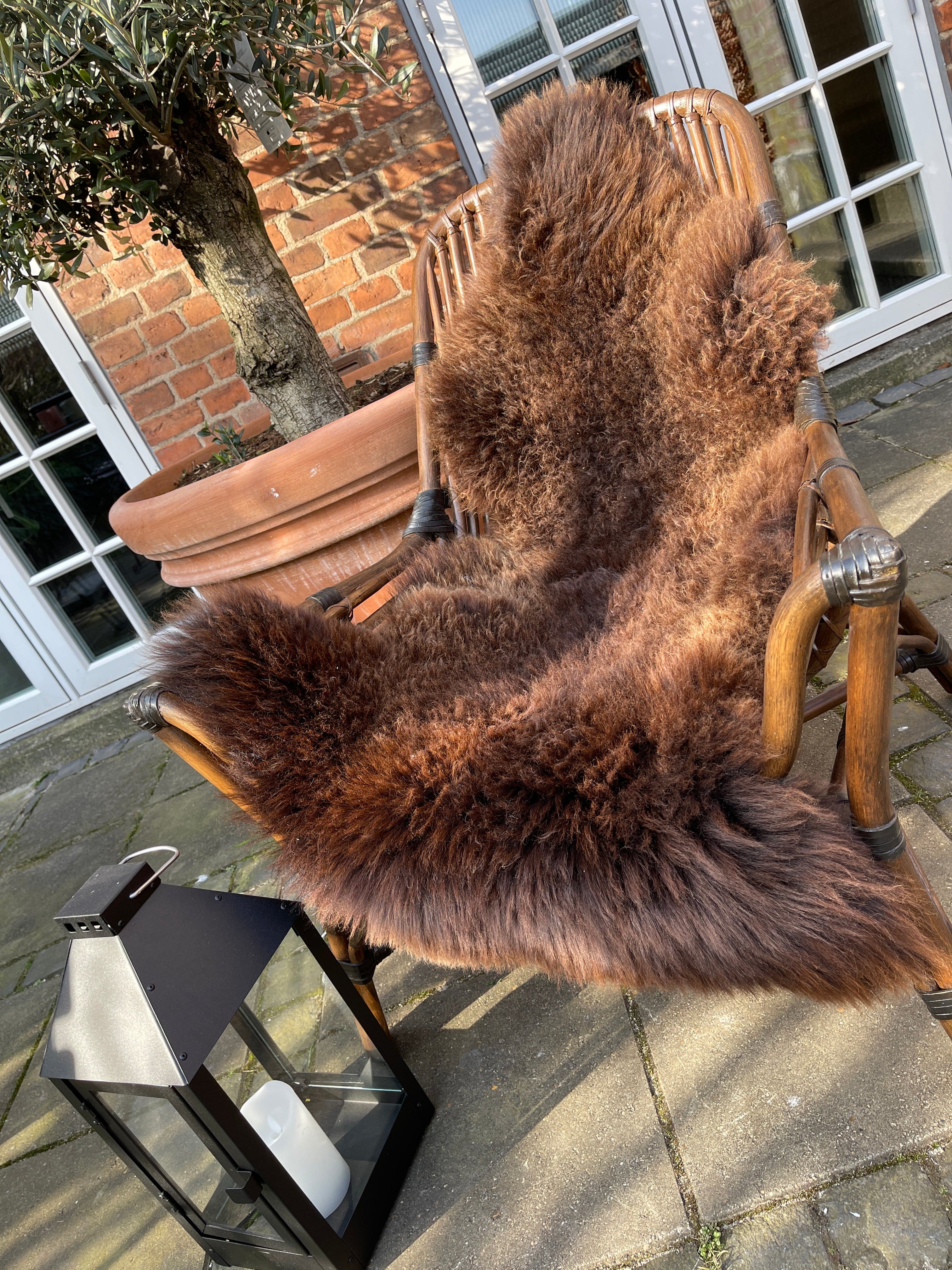 Luksus Lammeskind - Mørkebrun (X-Large) Lammeskind Uldplaiden