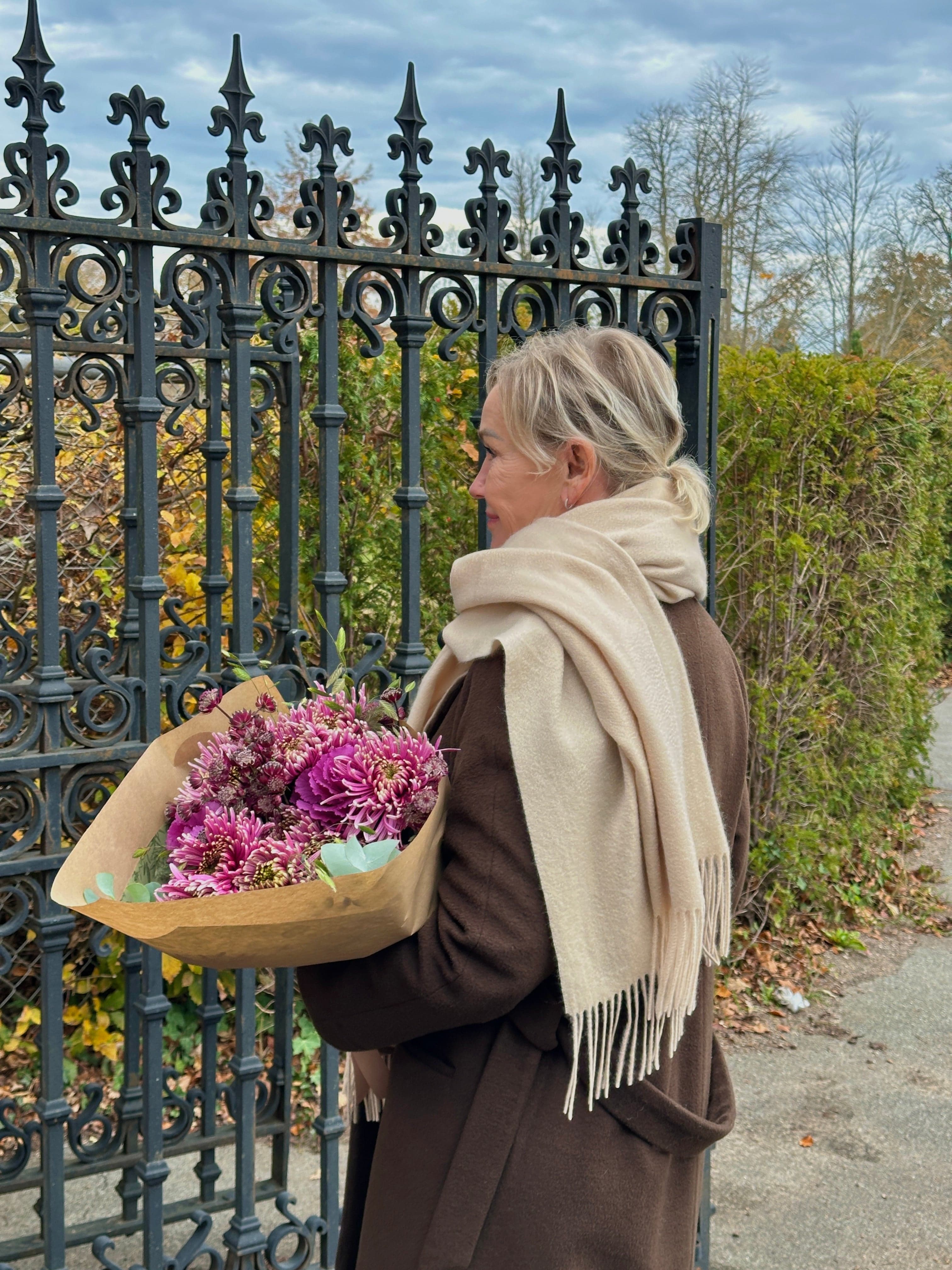 Sjal i 100% Cashmere - Creme Tørklæder og sjaler Uldplaiden