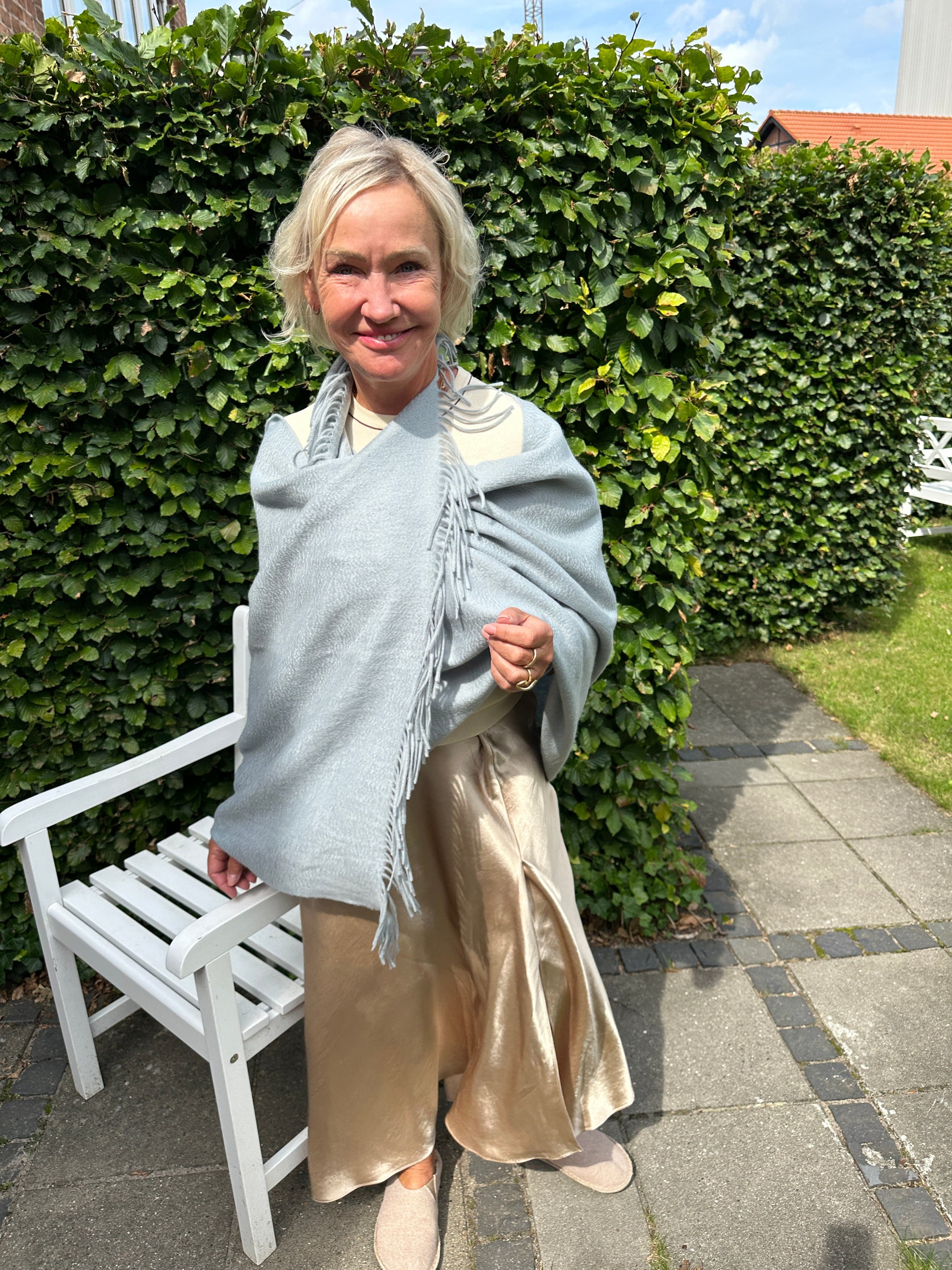 Sjal i 100% Cashmere - Isblå (70x200 cm) Tørklæder og sjaler Uldplaiden