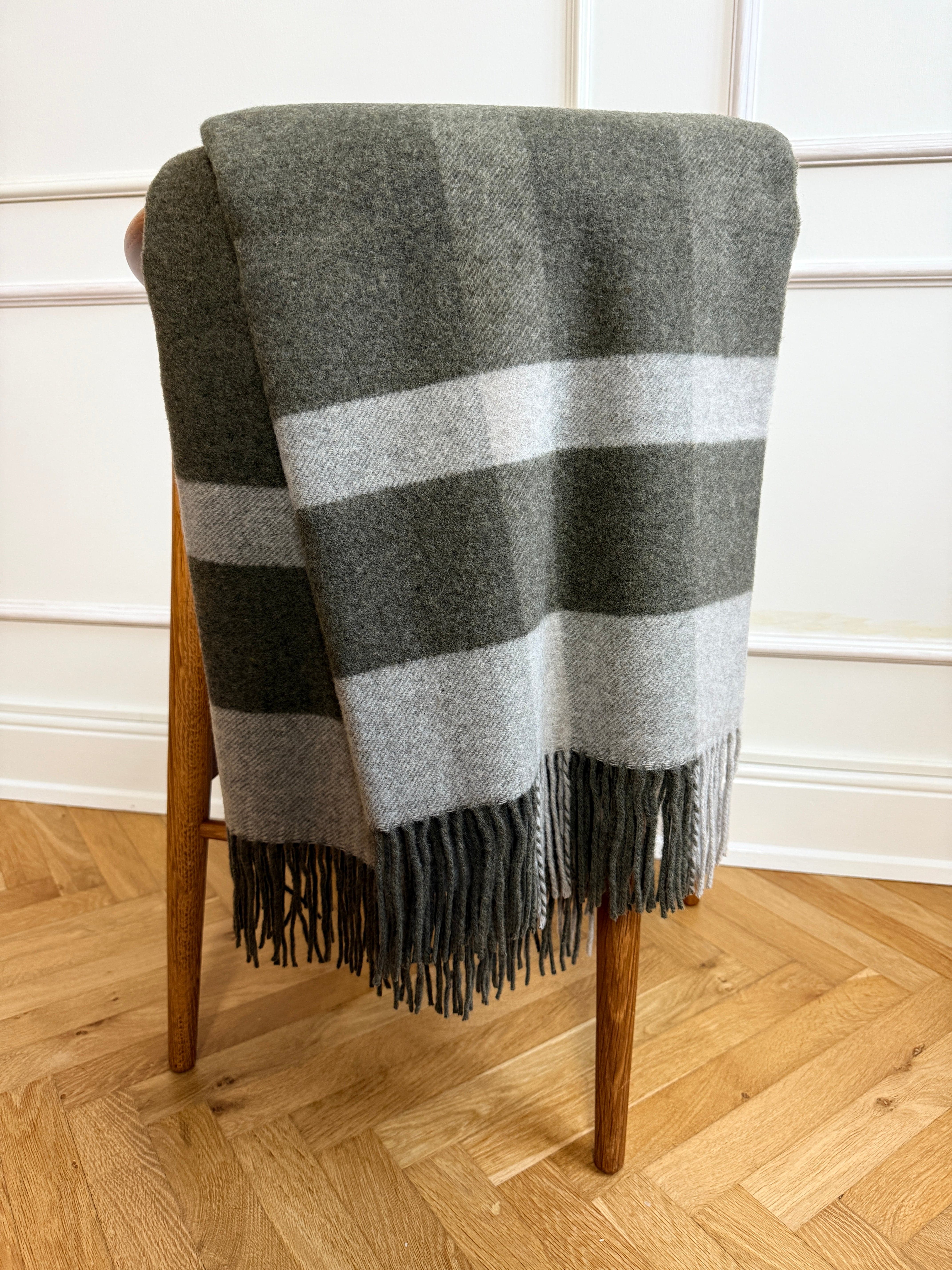 Uldplaid i 10% Cashmere - Khaki tern Uldplaid Uldplaiden