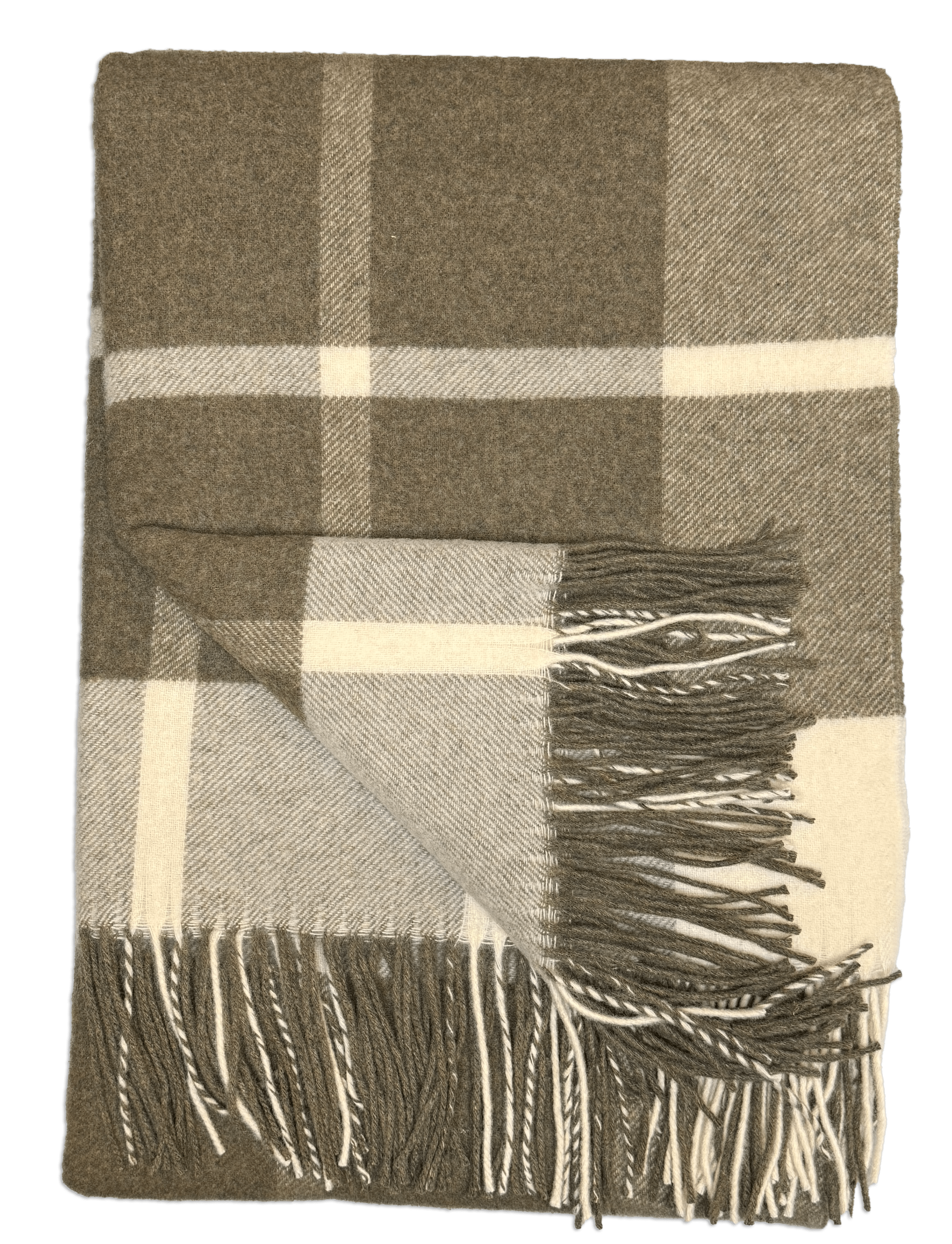 Uldplaid i 10% Cashmere - Khaki tern (140x200 cm) Uldplaid Uldplaiden