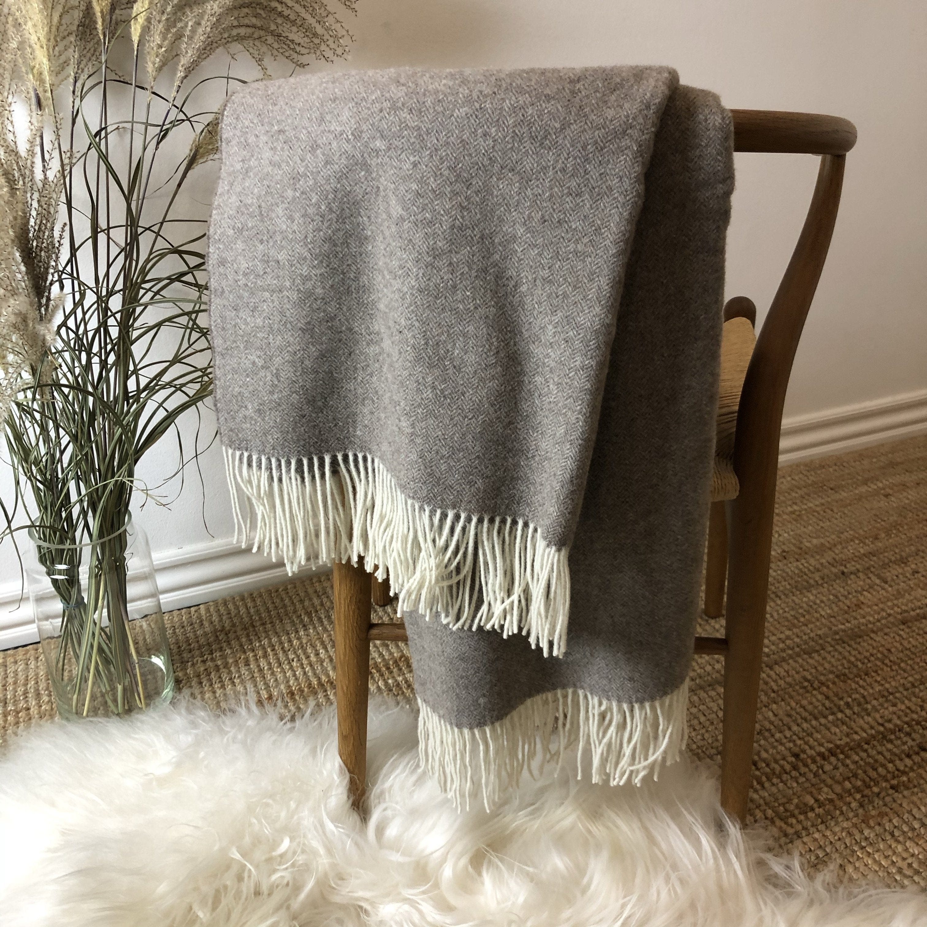 Uldplaid i 10% Cashmere - Lysbrun (140x200 cm) Uldplaid Uldplaiden