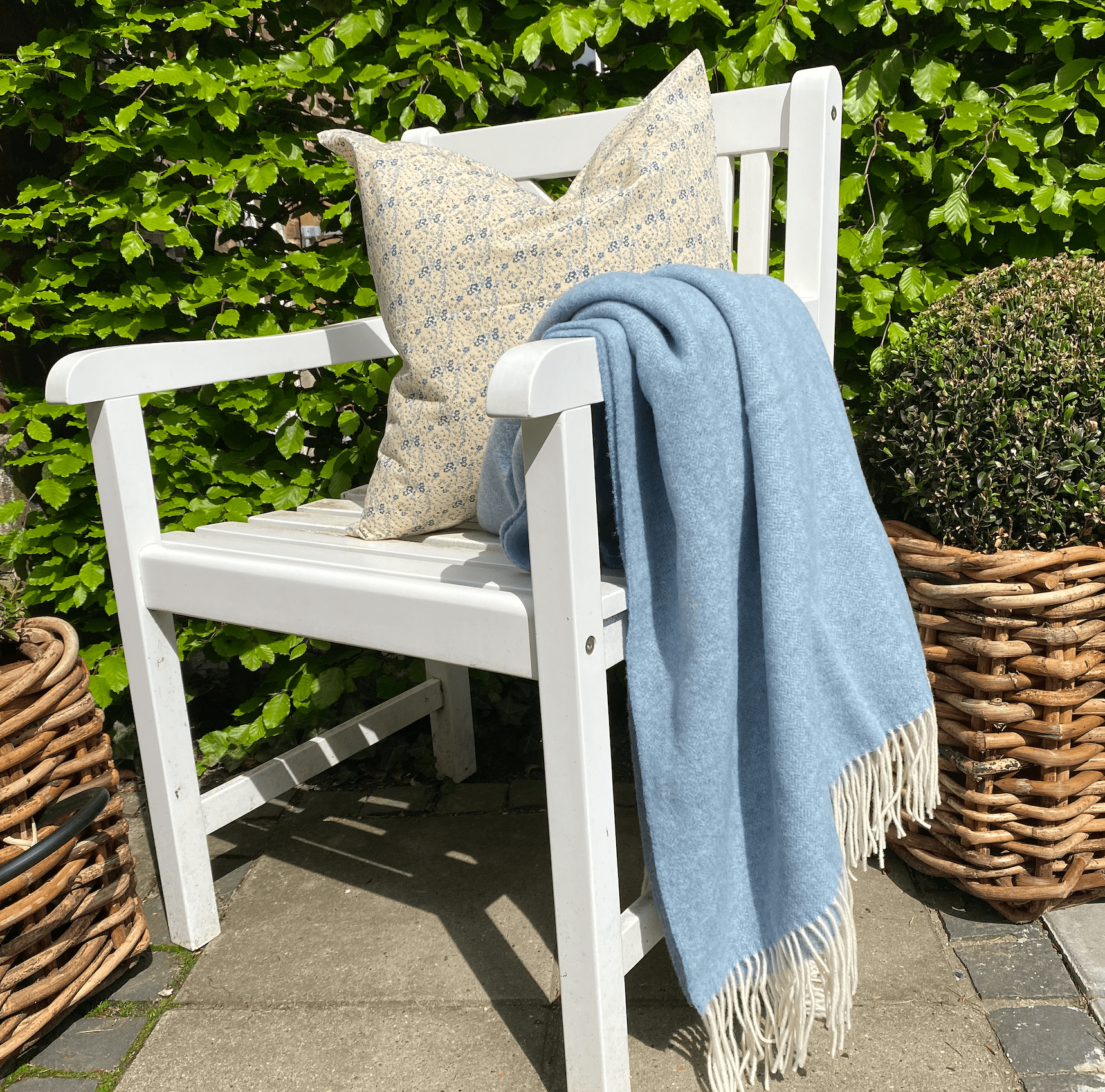 Uldplaid i 10% Cashmere - Lyseblå (140x200 cm) Uldplaid Uldplaiden