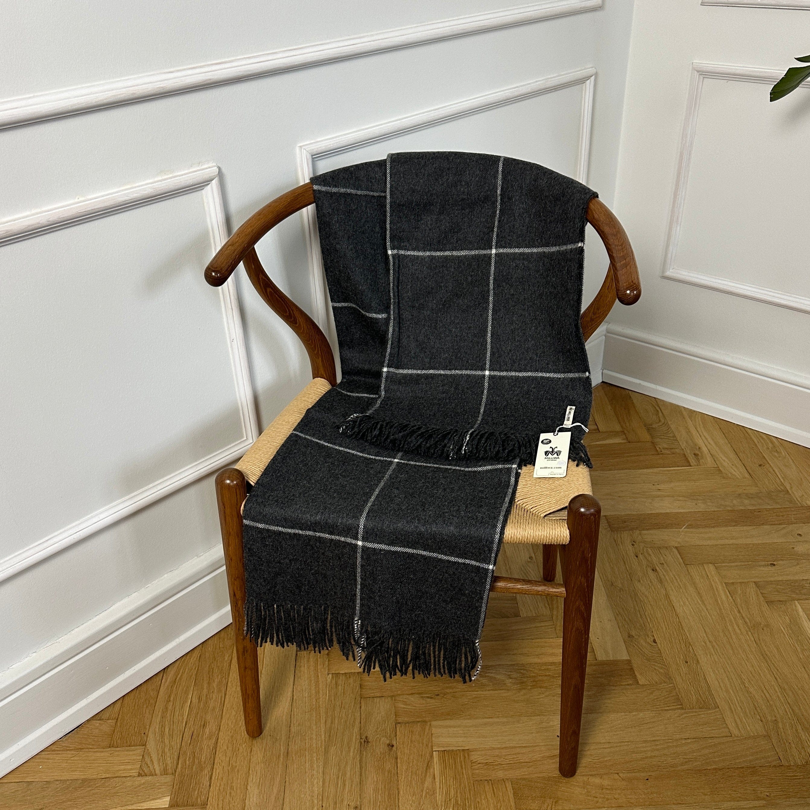 Uldplaid i 100% baby alpaca uld - Grå (130x180 cm) Uldplaid Uldplaiden