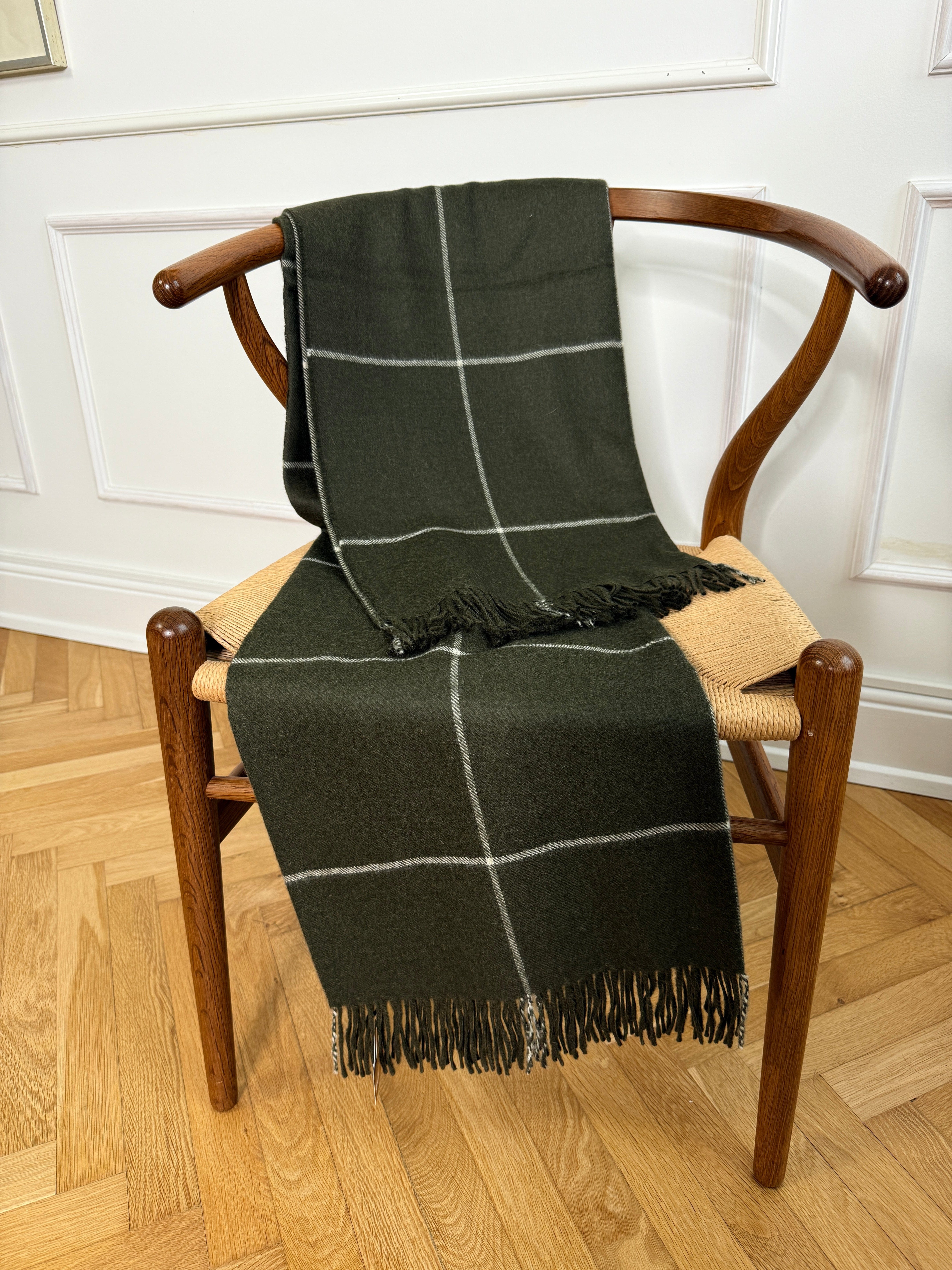 Uldplaid i 100% baby alpaca uld - Khaki grøn Uldplaid Uldplaiden