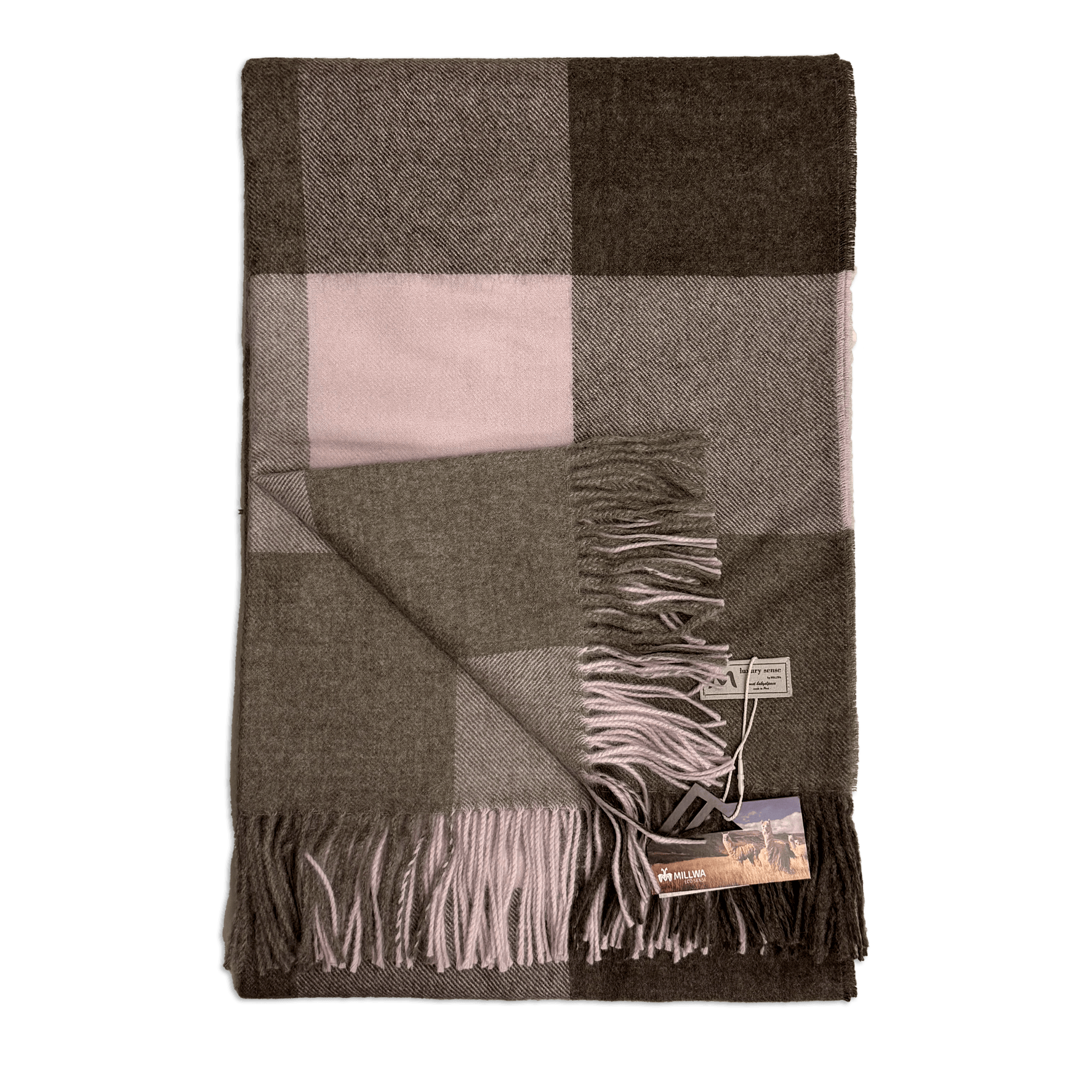 Uldplaid i 100% baby alpaca uld - Lyserød m. tern Uldplaid Uldplaiden