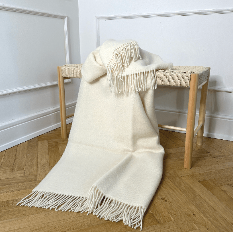 Uldplaid i 100% New Zealandsk uld - Off white (140x200 cm) Uldplaid Uldplaiden