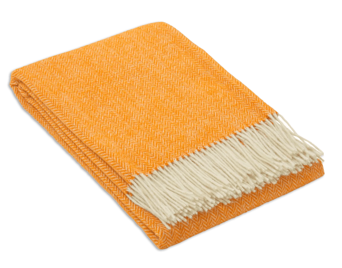 Uldplaid i 100% newzealandsk uld - Mustard m. sildebensmønster Uldplaid Uldplaiden