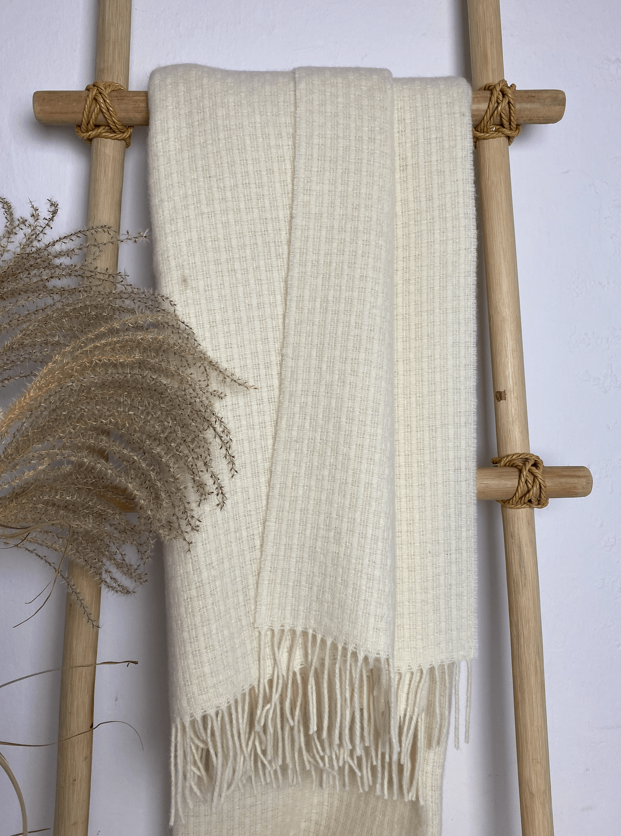 Uldplaid i 100% uld - Hvid (140x200 cm) Uldplaid Uldplaiden