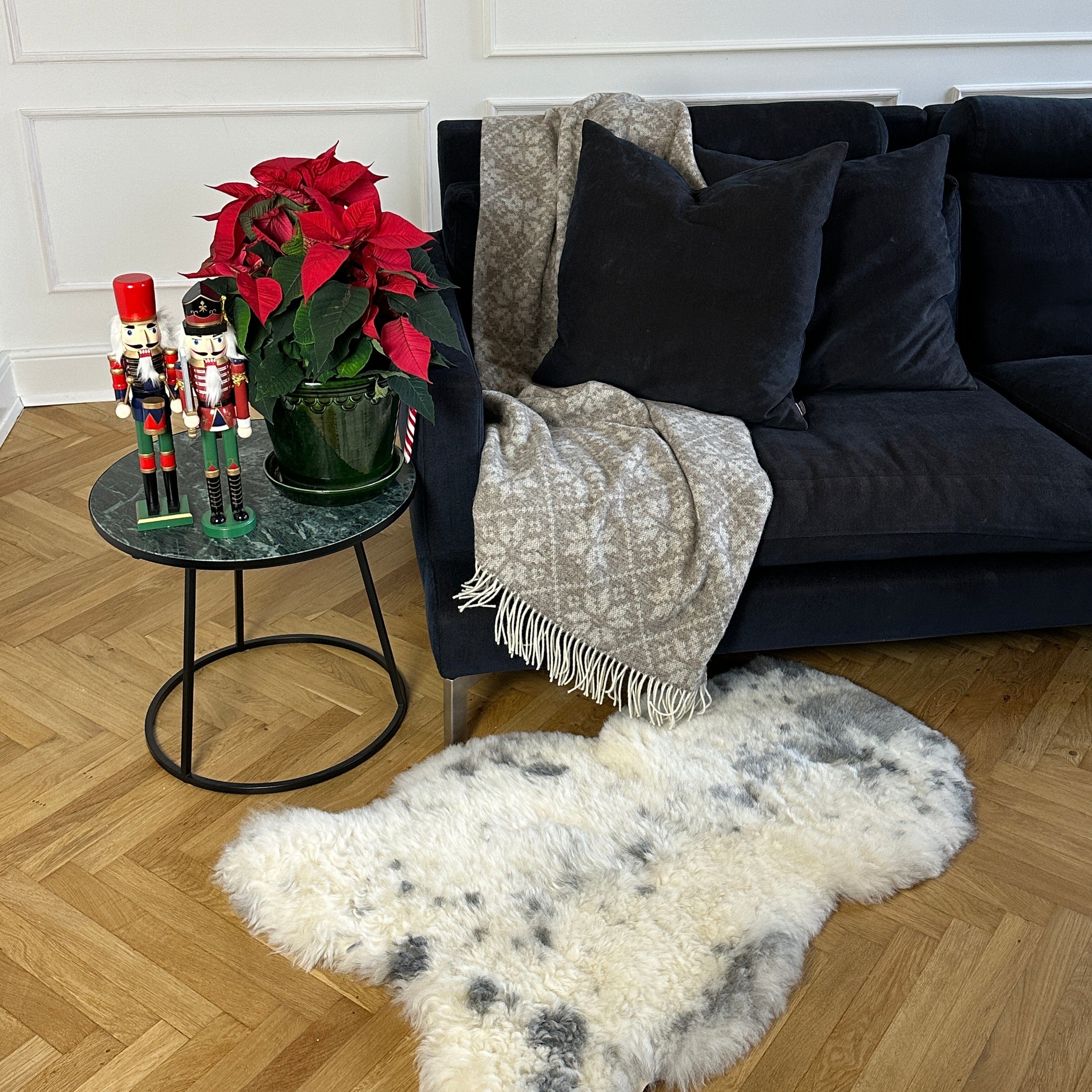 Uldplaid i 100% uld - Natur m. snefnug (140x200 cm) Uldplaid Uldplaiden