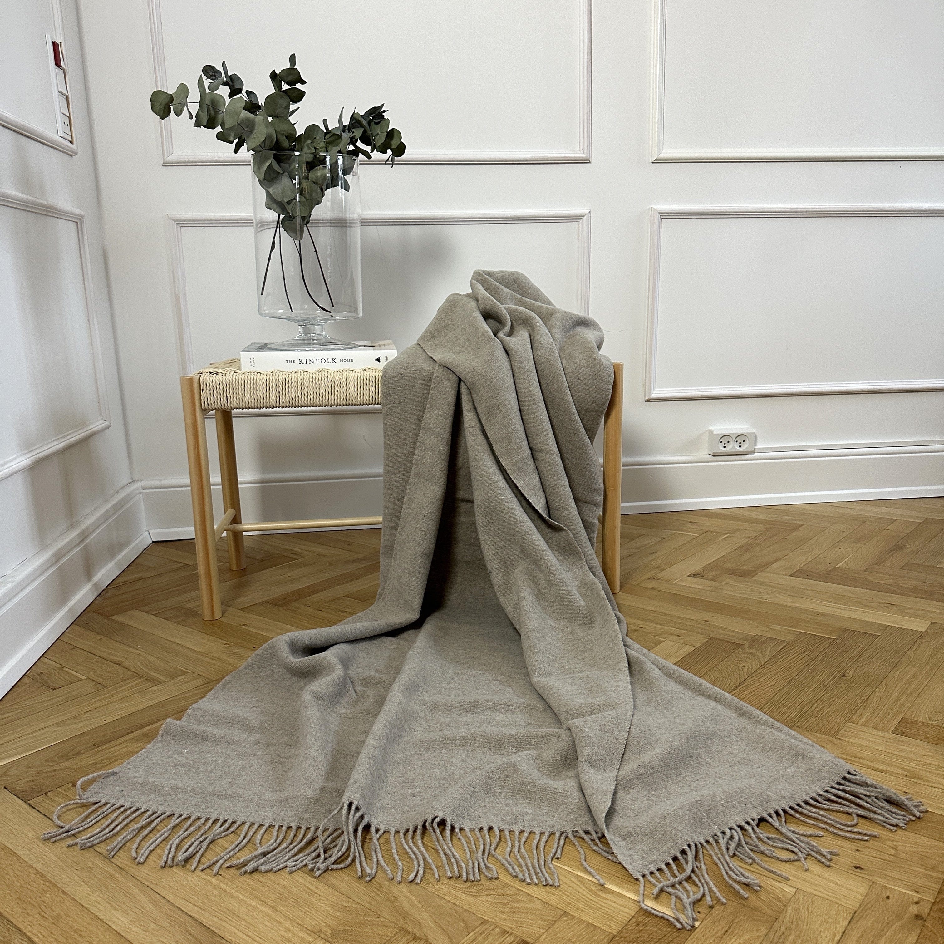 Uldplaid i Merinould - Dobbeltsidet Beige (140x200 cm.) Uldplaid Uldplaiden