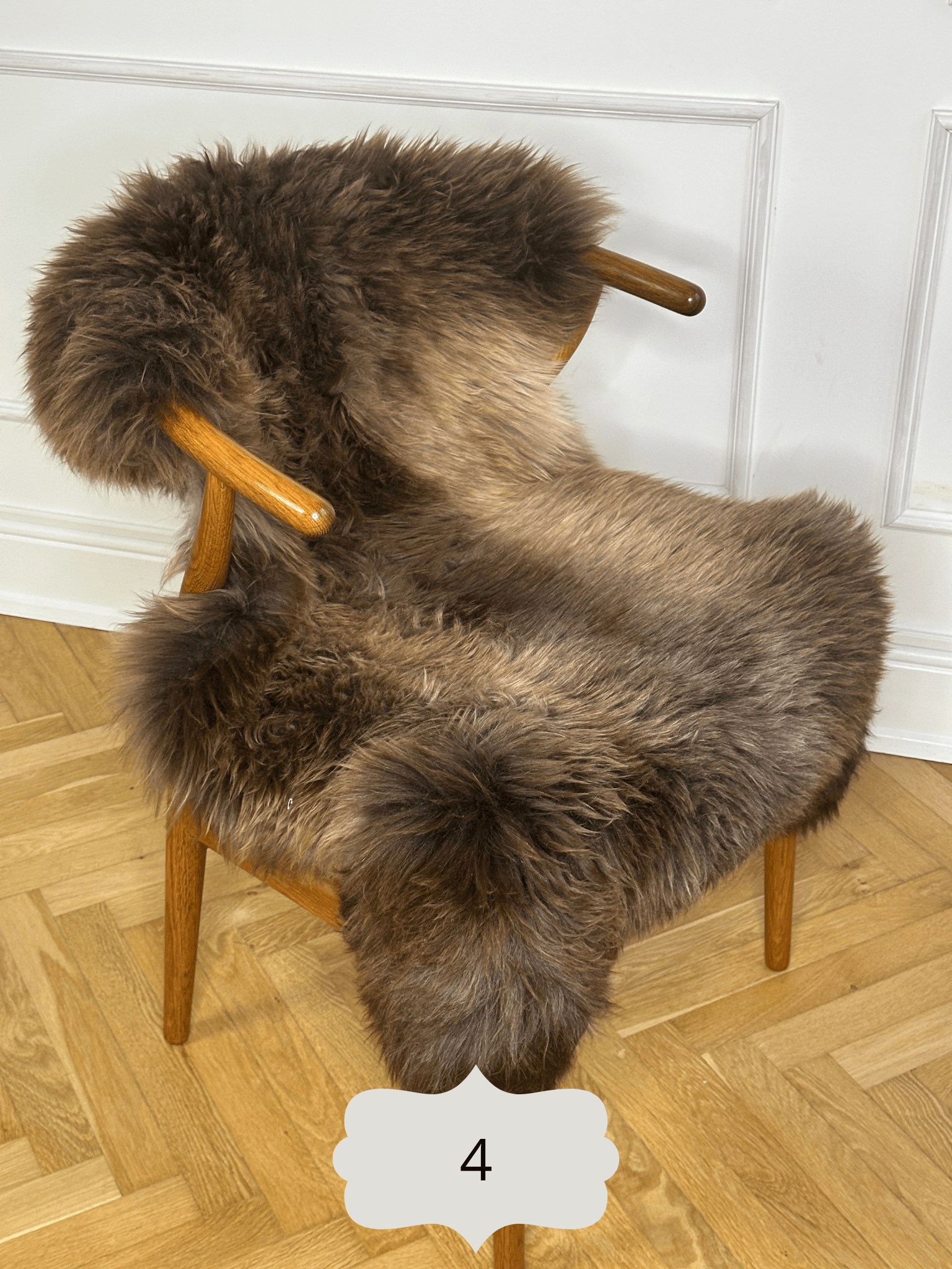 Korthåret lammeskind - Grå/brun melange Uldplaiden.dk