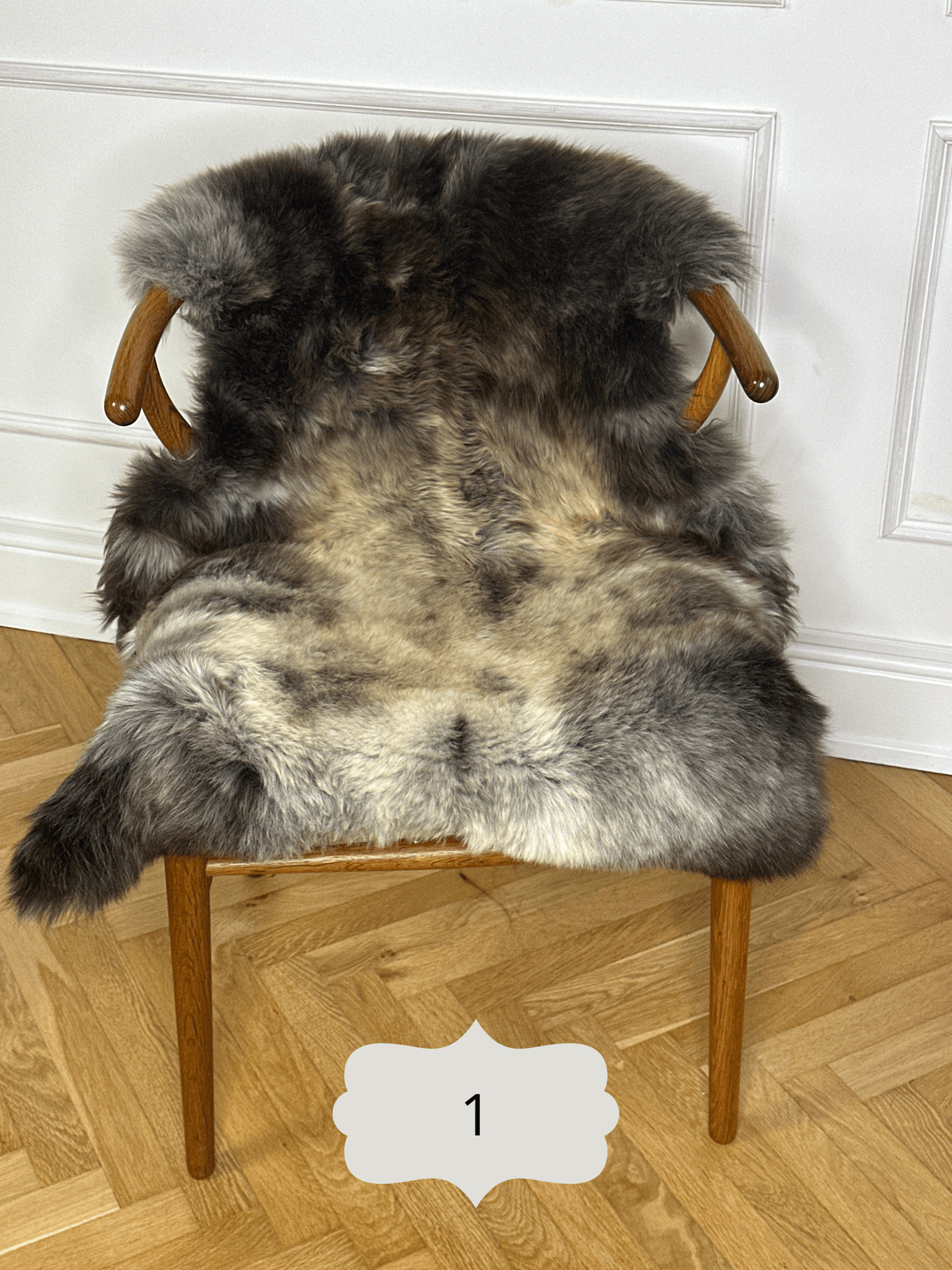 Korthåret lammeskind - Grå/brun melange Uldplaiden.dk