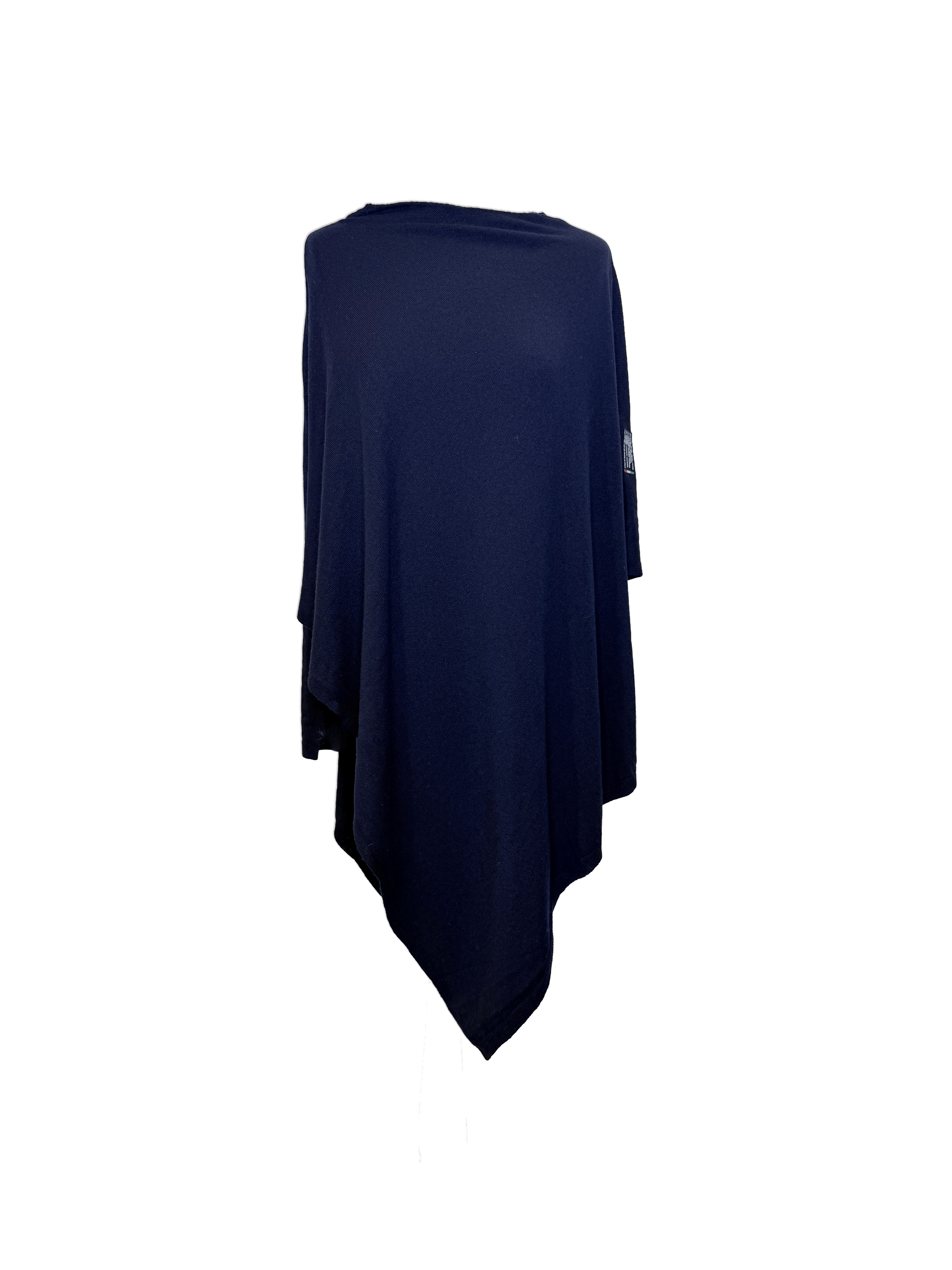 Poncho i 10% cashmere - Blå large Uldplaiden.dk