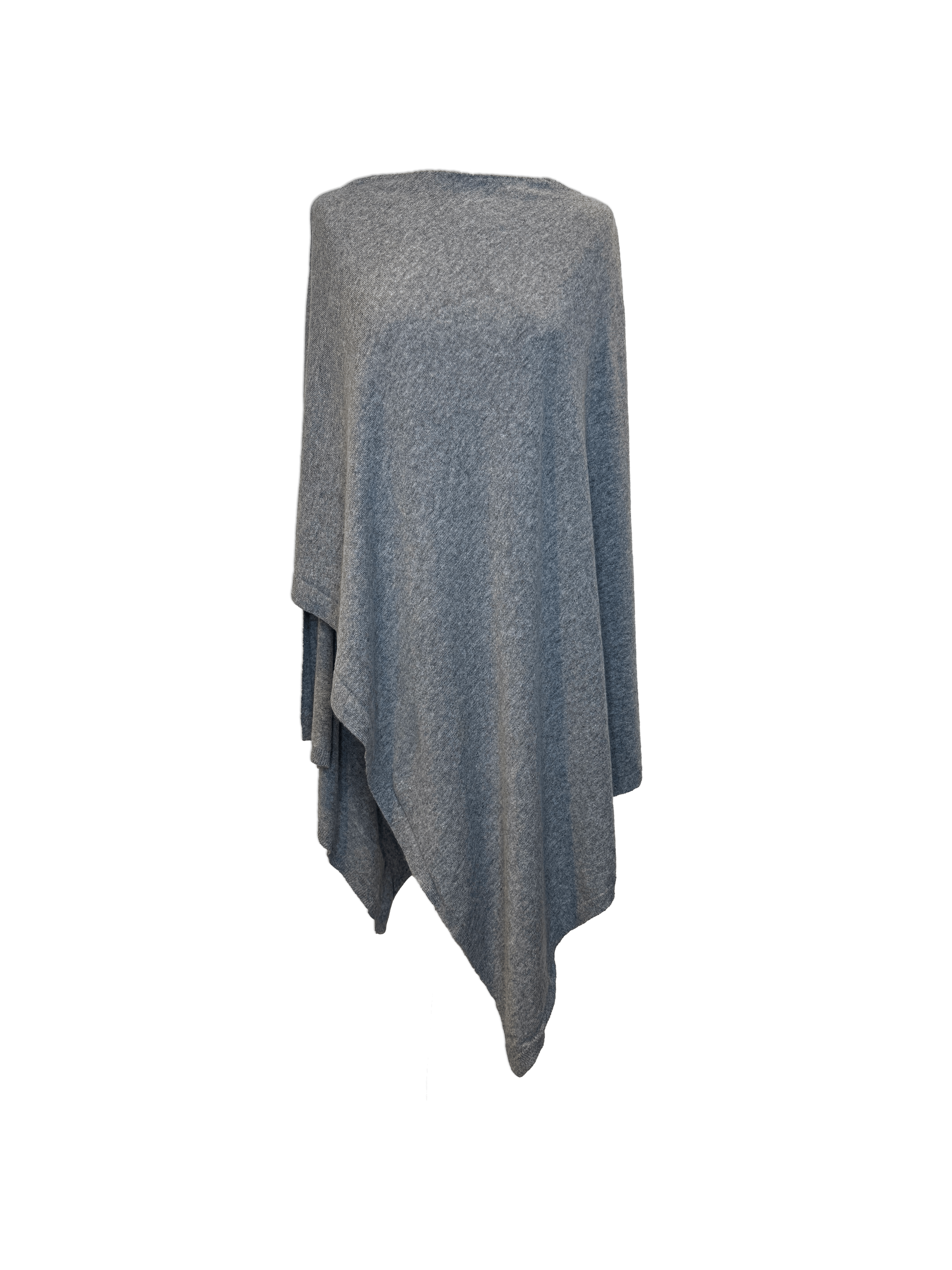Poncho i 10% cashmere - Grå Large Uldplaiden.dk