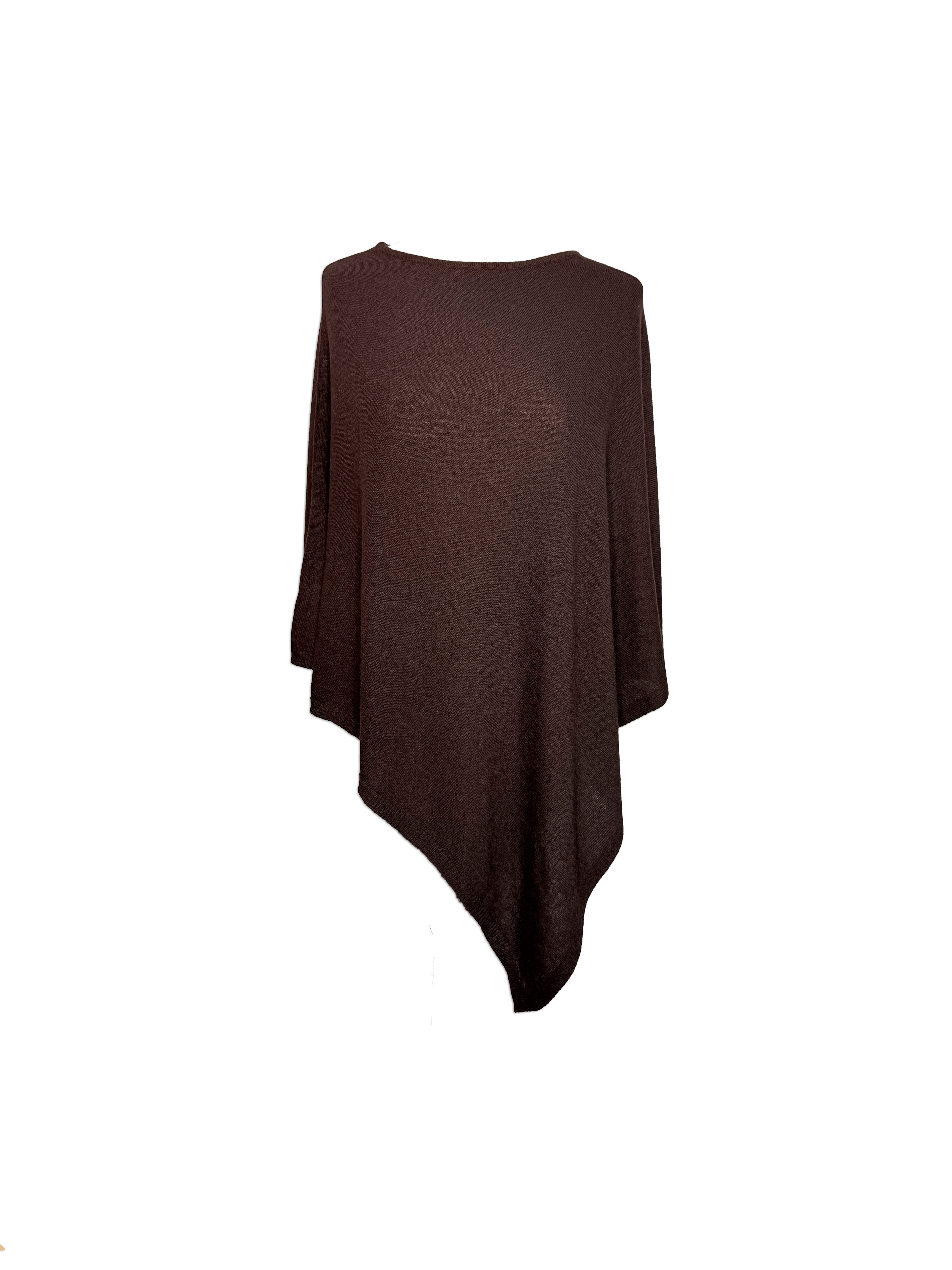 Poncho i 10% cashmere - Mørkebrun Uldplaiden.dk