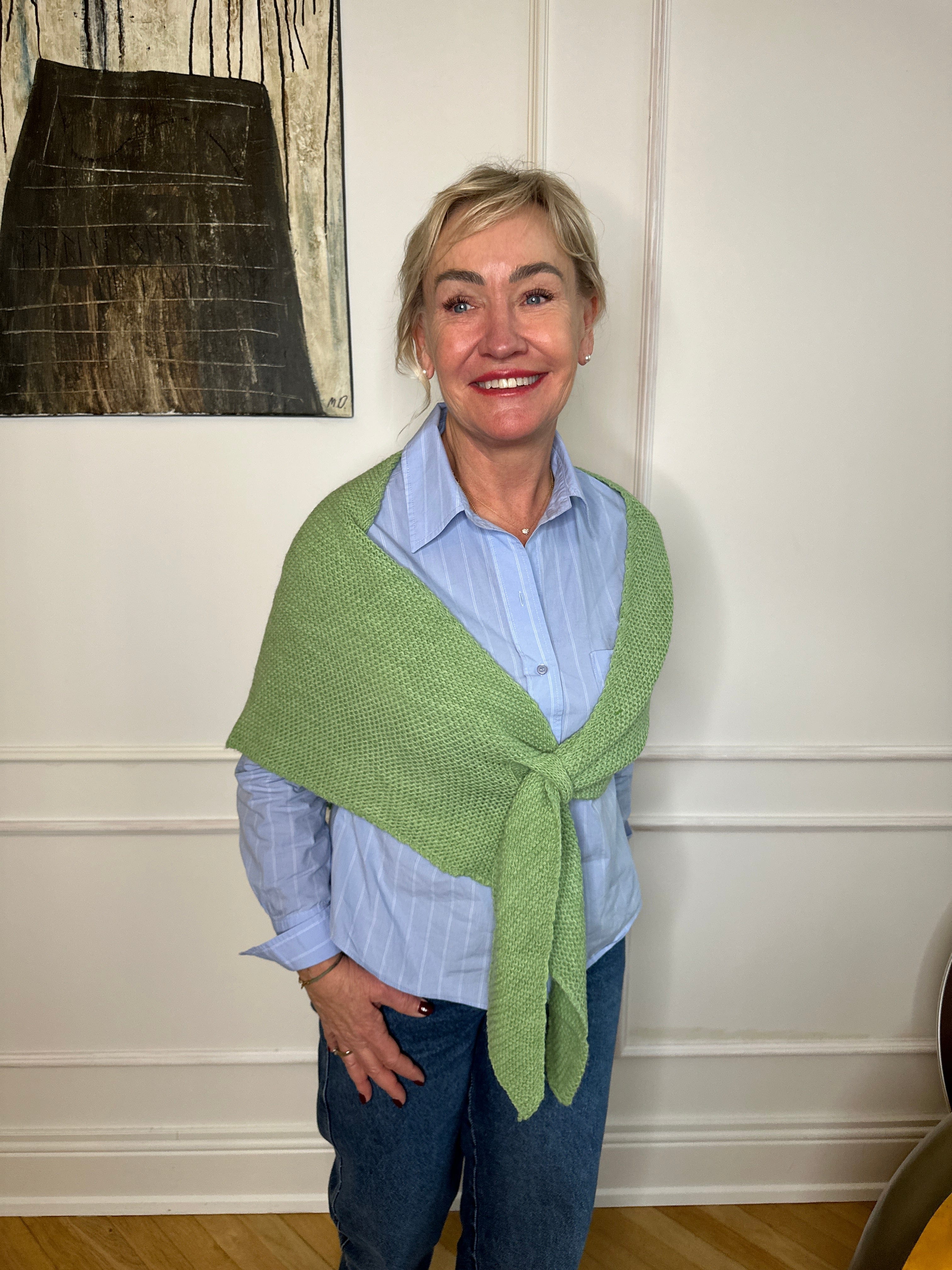 Trekant sjal - Grøn Uldplaiden.dk