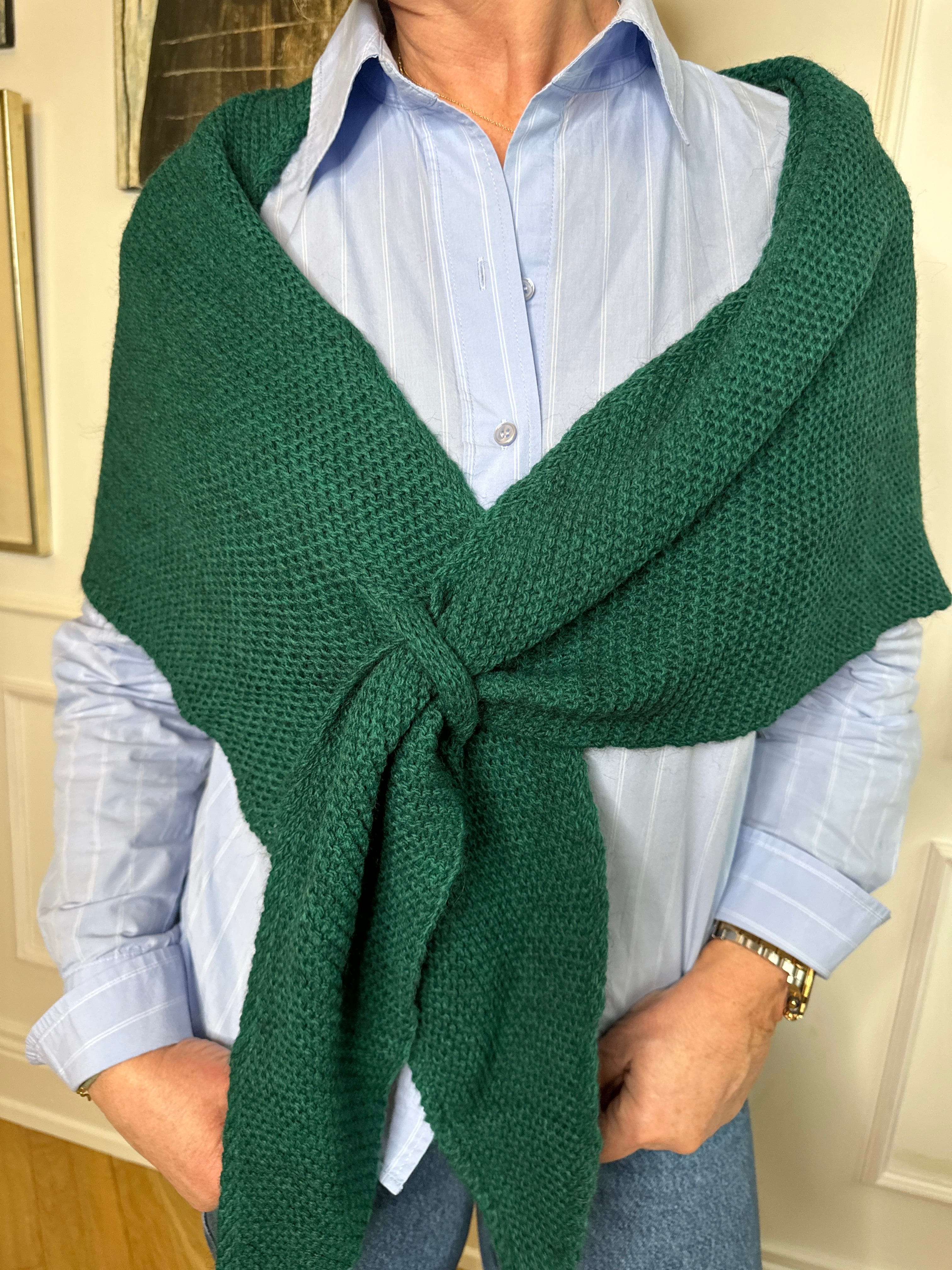 Trekant sjal - Petroleumsgrøn Uldplaiden.dk