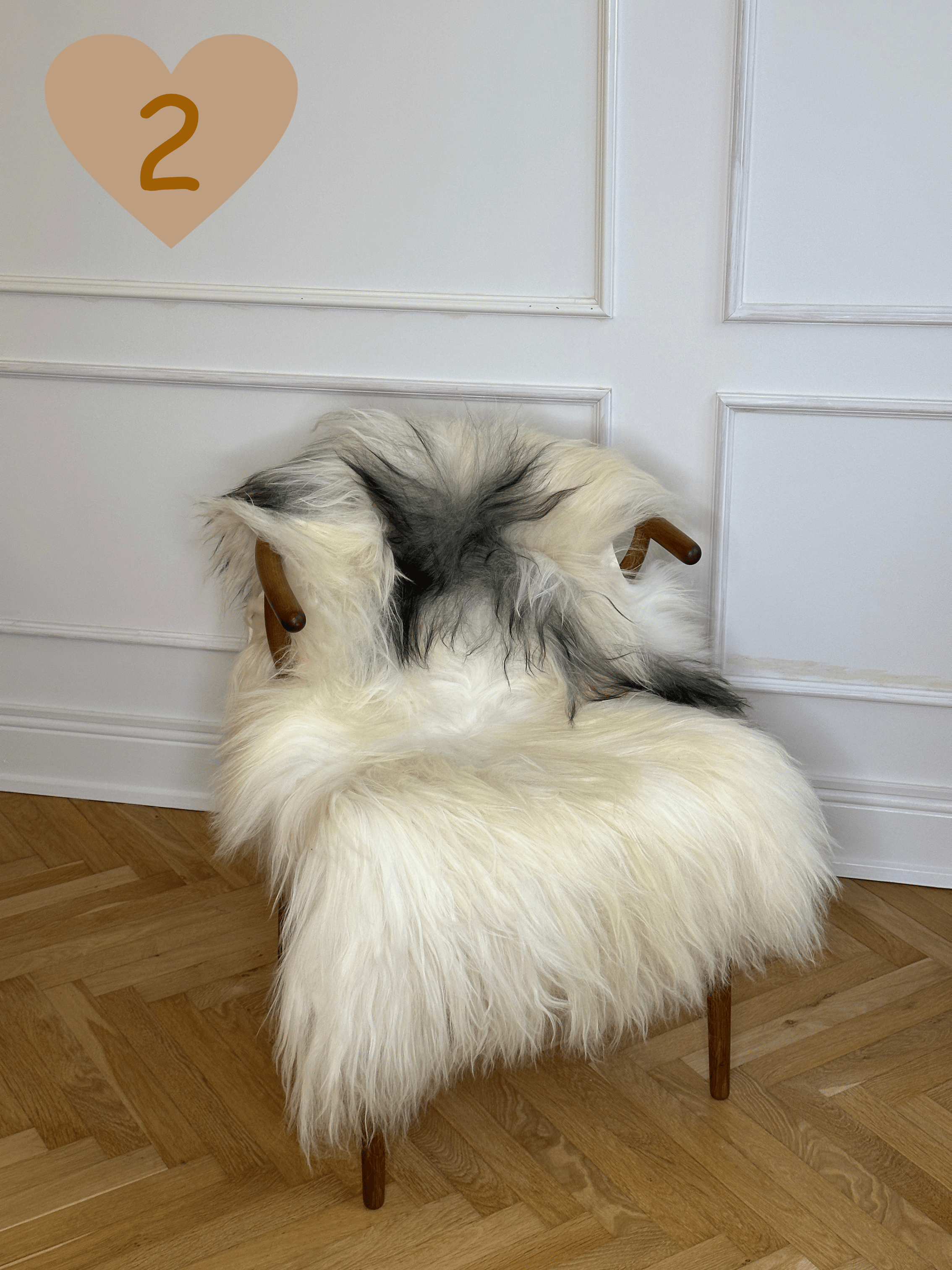 Langhåret lammeskind - sort/hvid Lammeskind Uldplaiden