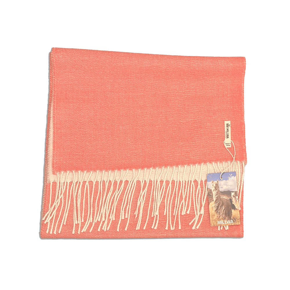 Halstørklæde i 100% baby alpaca uld - rosa/off white Tørklæder og sjaler Uldplaiden