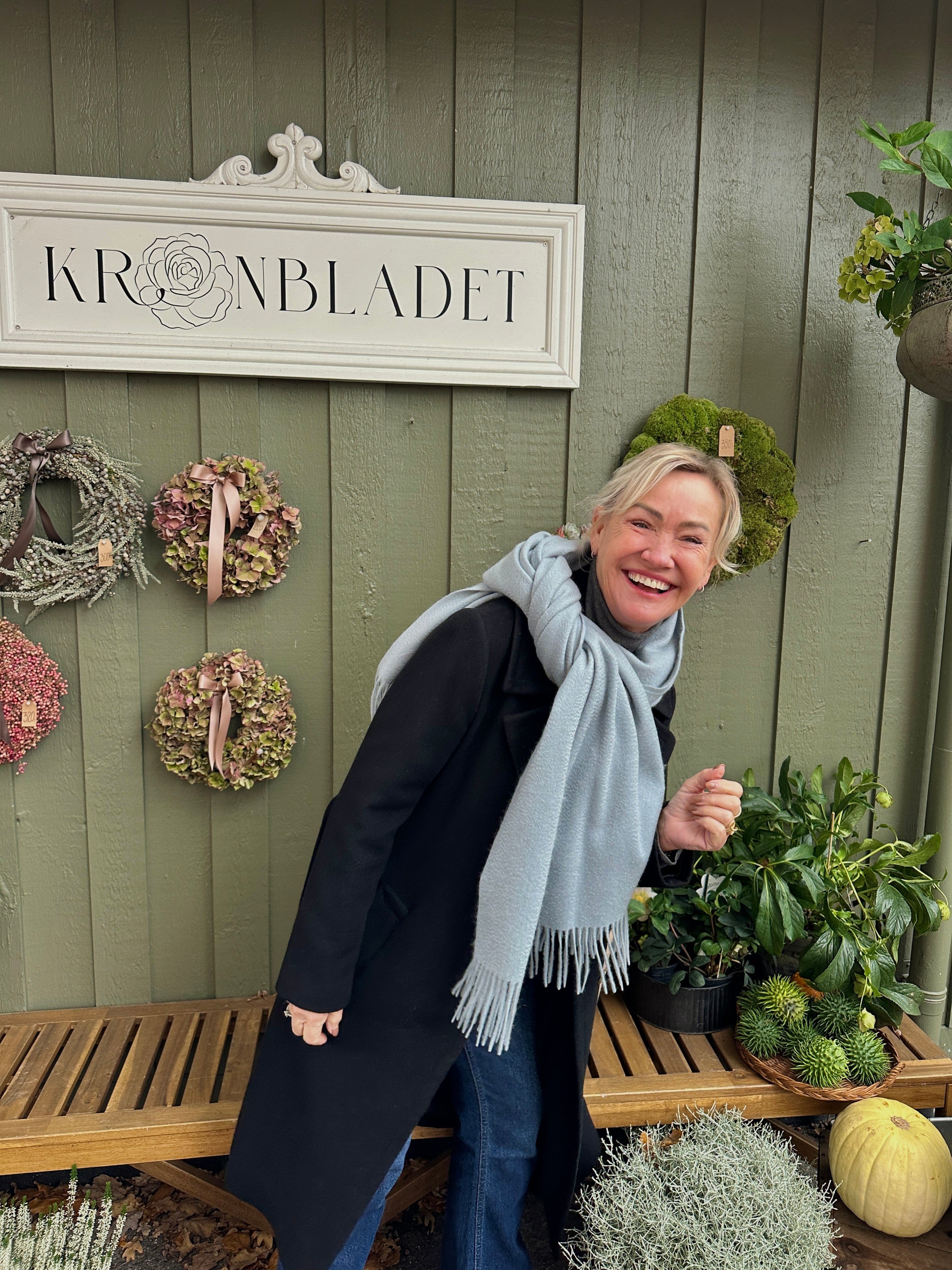 Sjal i 100% Cashmere - Isblå Tørklæder og sjaler Uldplaiden