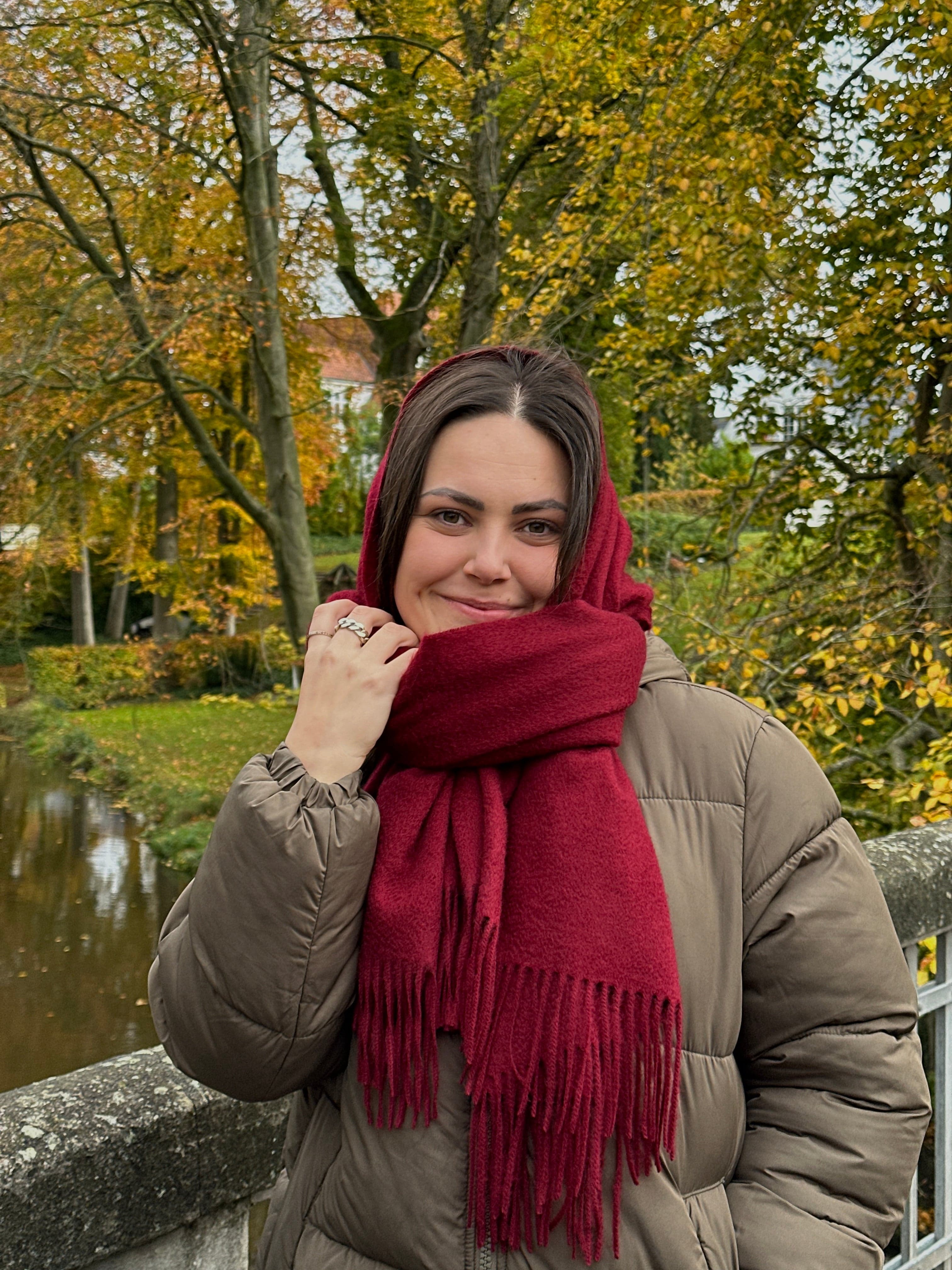 Sjal i 100% Cashmere - vinrød (70x200 cm) Tørklæder og sjaler Uldplaiden