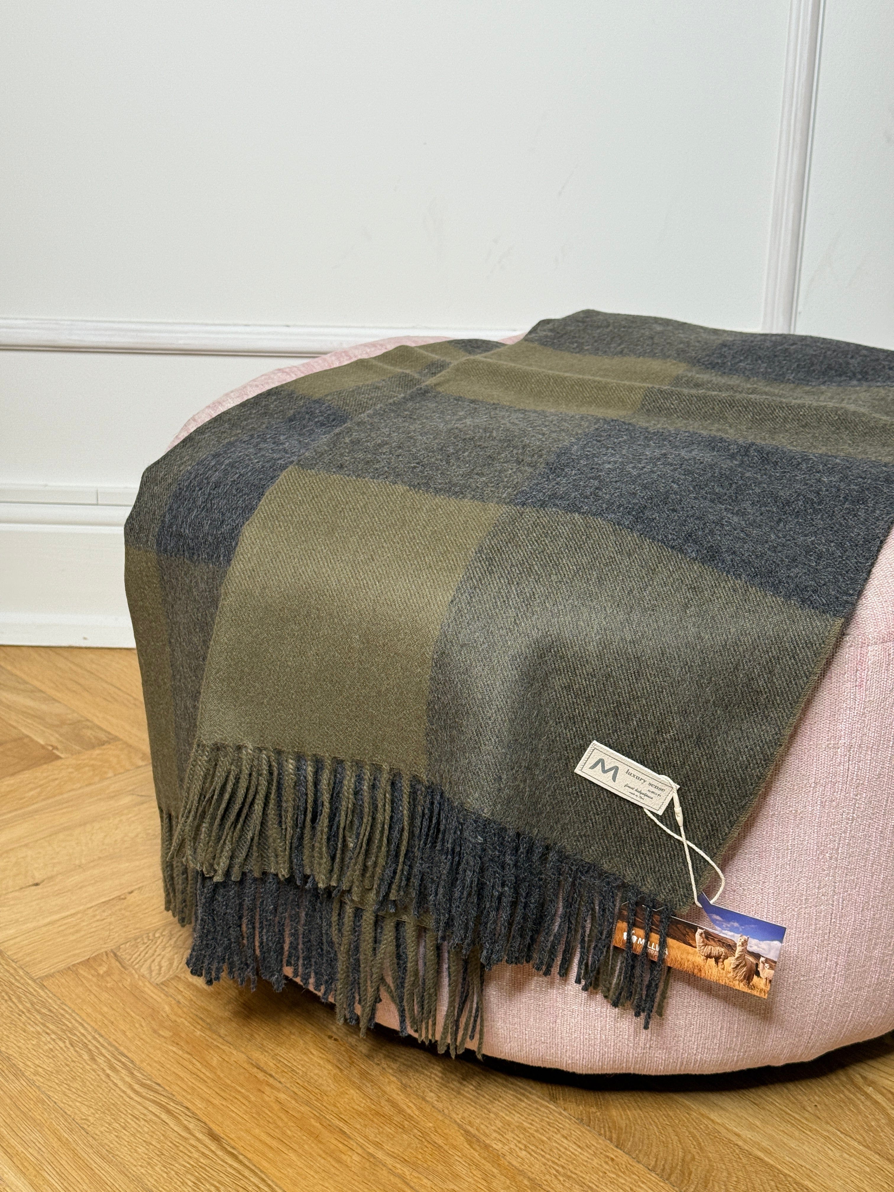 Uldplaid i 100% baby alpaca uld - Grøn m. tern Uldplaid Uldplaiden