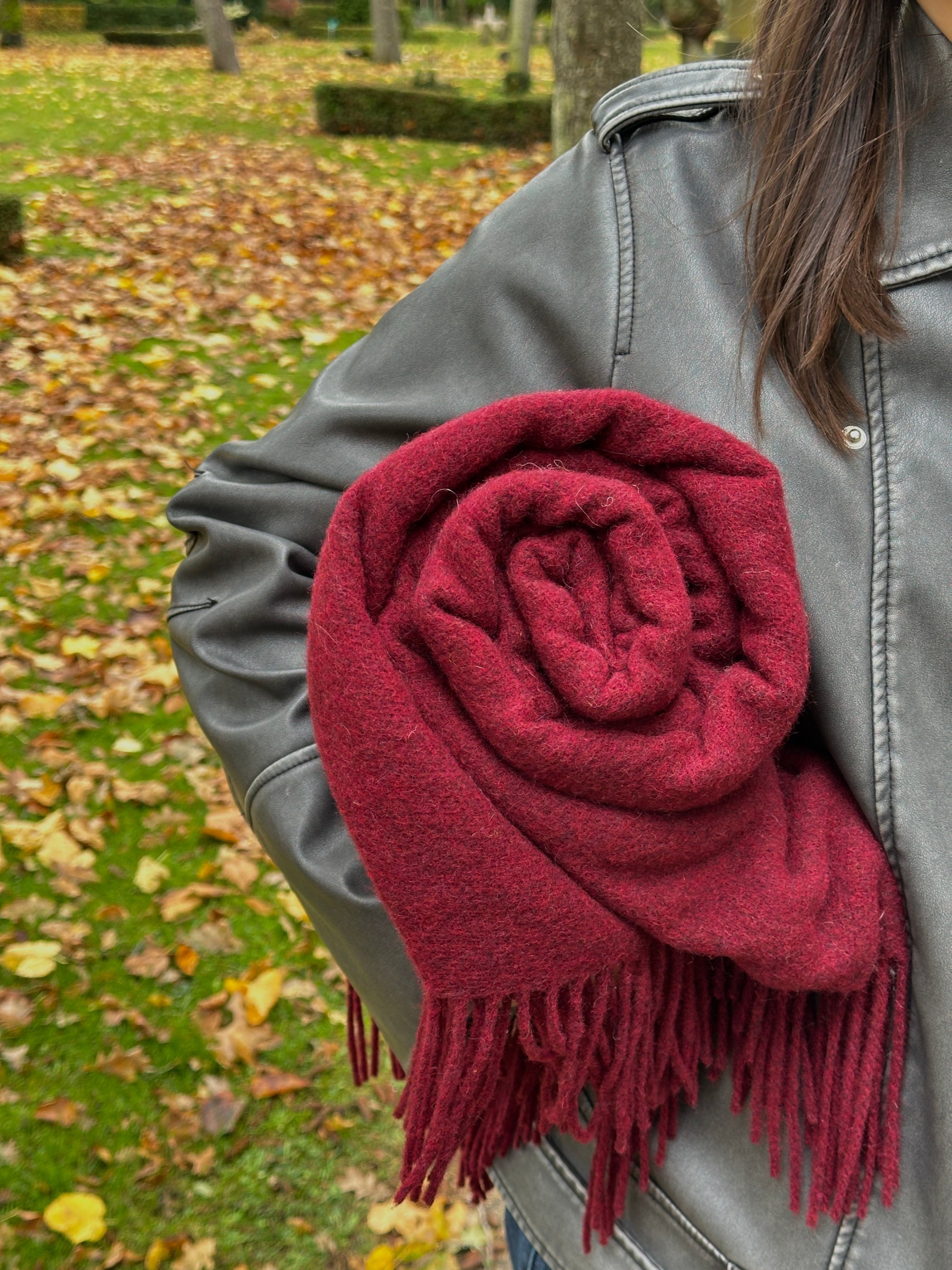 Uldplaid i Merinould - Bordeaux Uldplaid Uldplaiden