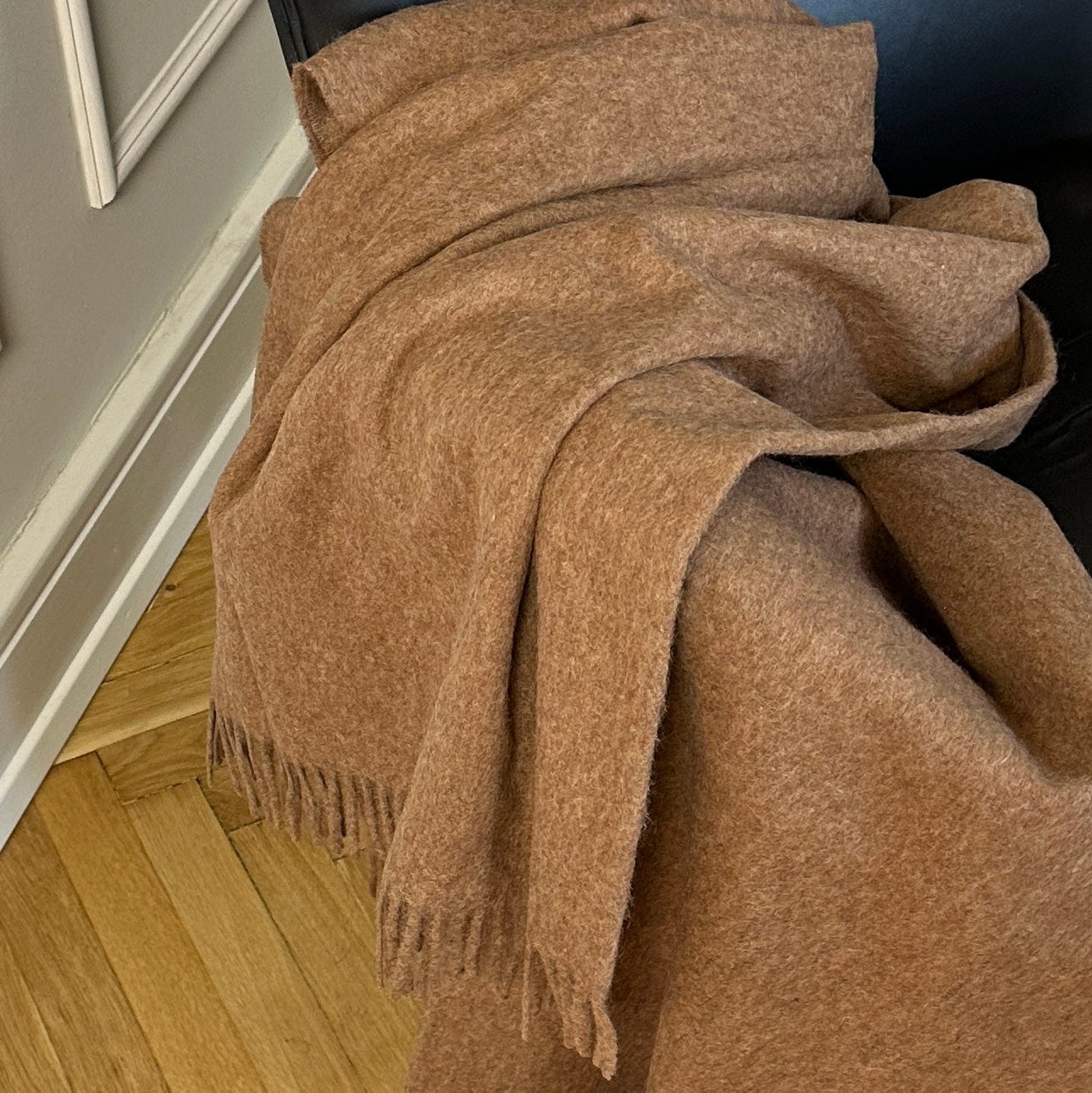 Uldplaid i recycled alpaca uld - Camel (160x200 cm) Uldplaid Uldplaiden